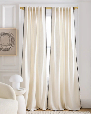 Piped Edge Cotton Curtain - Single Panel