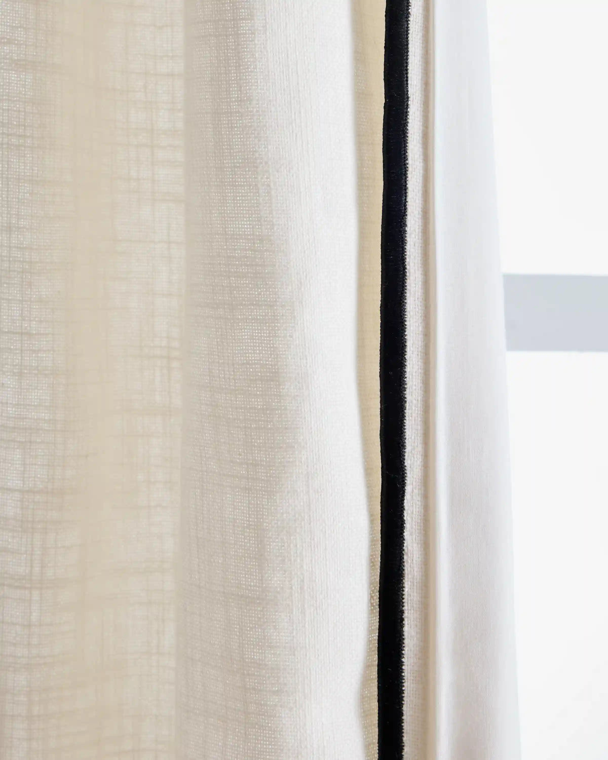 Piped Edge Cotton Curtain - Single Panel