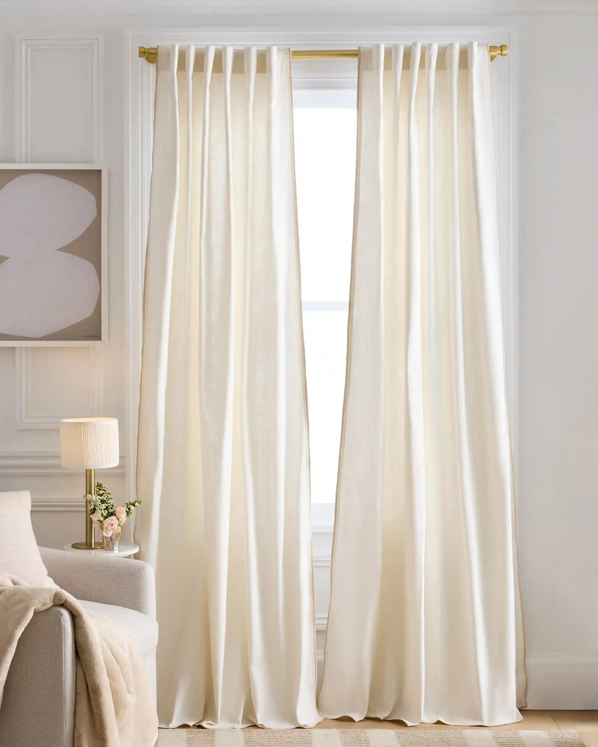 Piped Edge Cotton Curtain - Single Panel