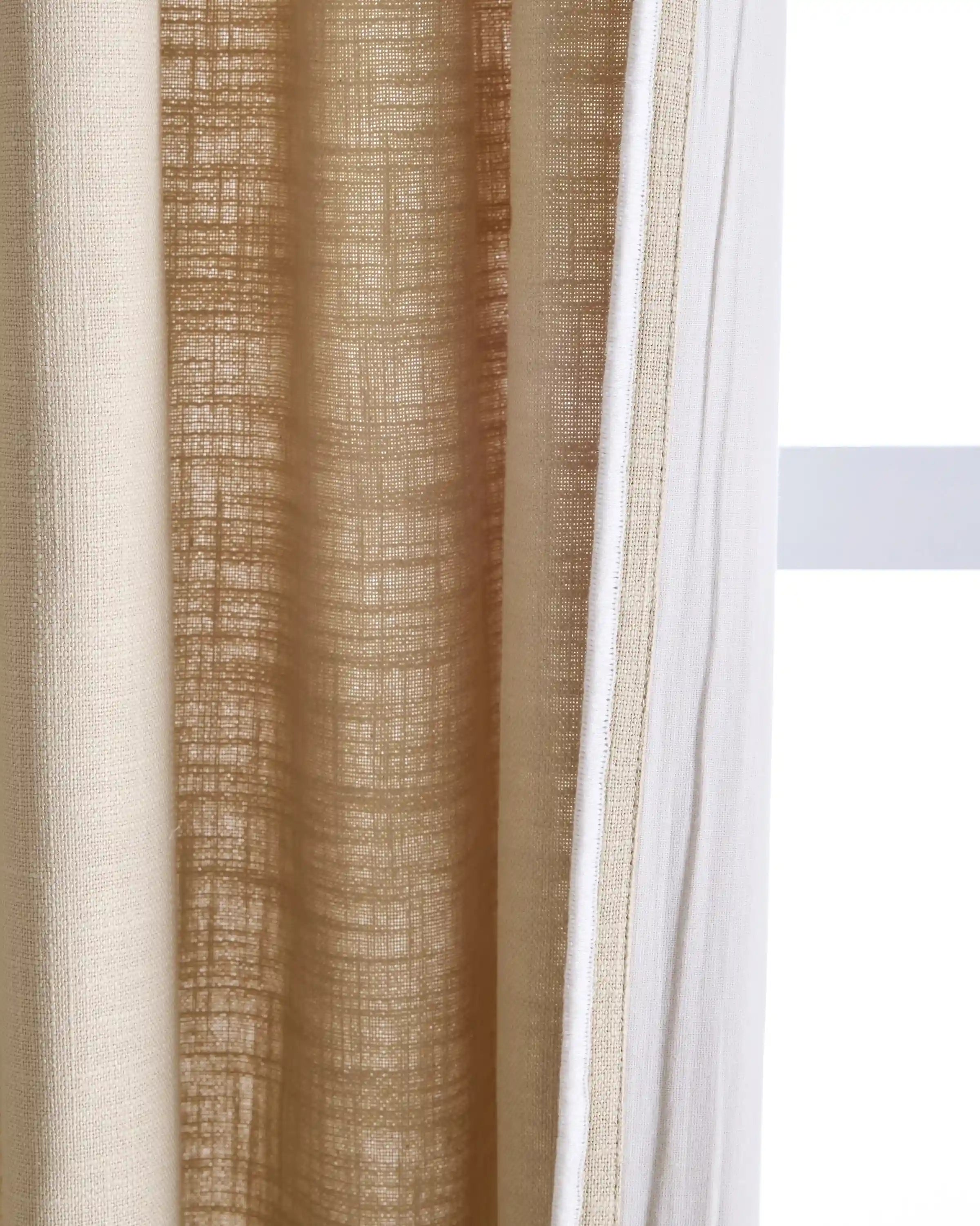 Piped Edge Cotton Curtain - Single Panel