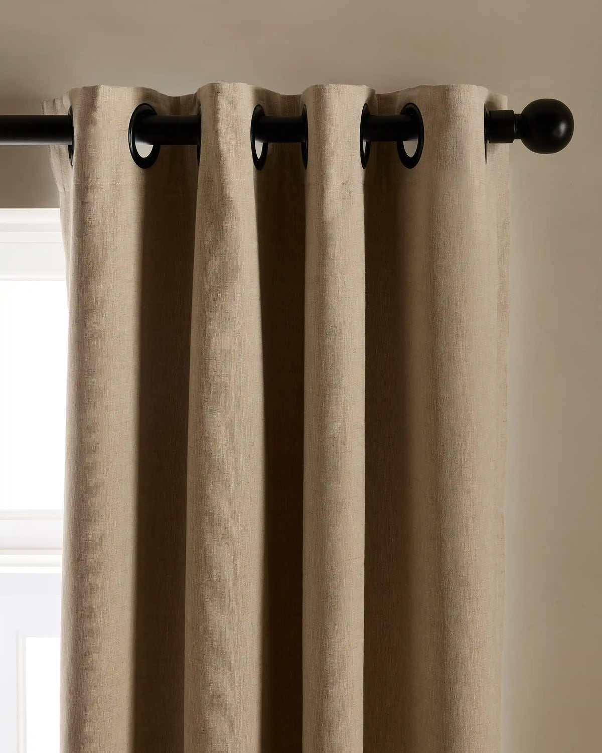 European Linen Grommet Room Darkening Curtain - Single Panel
