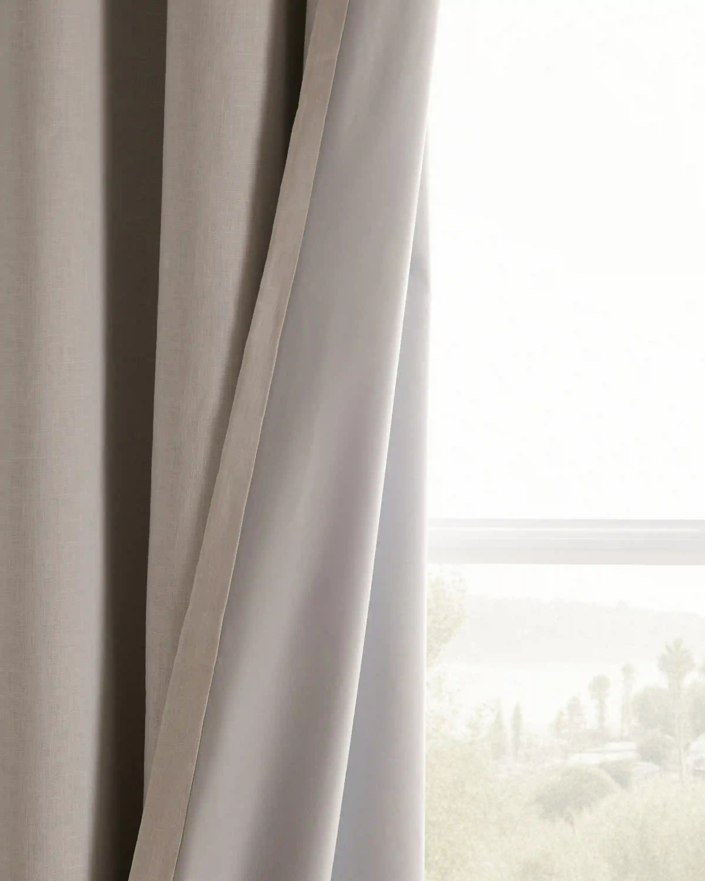 European Linen Grommet Room Darkening Curtain - Single Panel