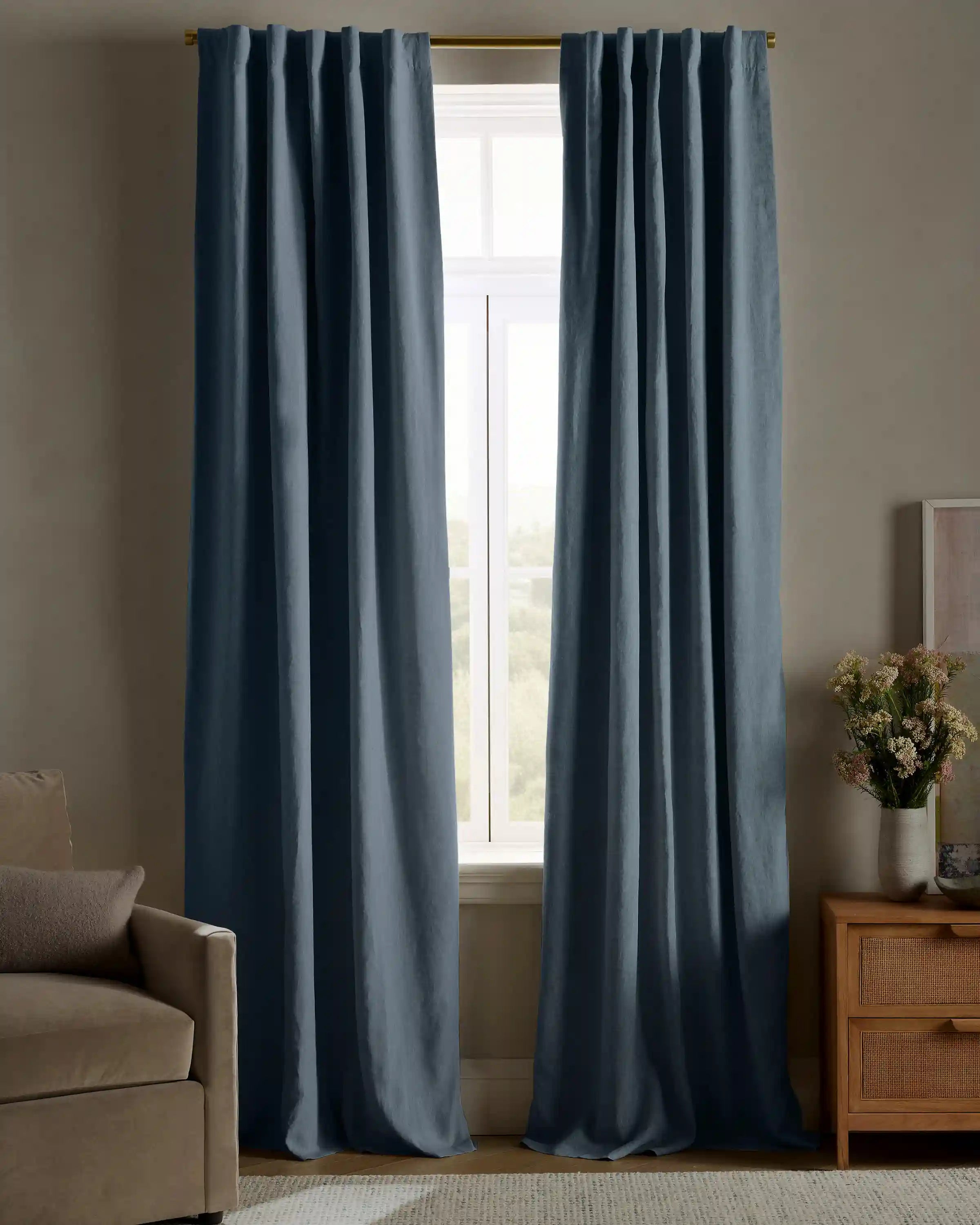 European Linen True Blackout Curtain - Single Panel