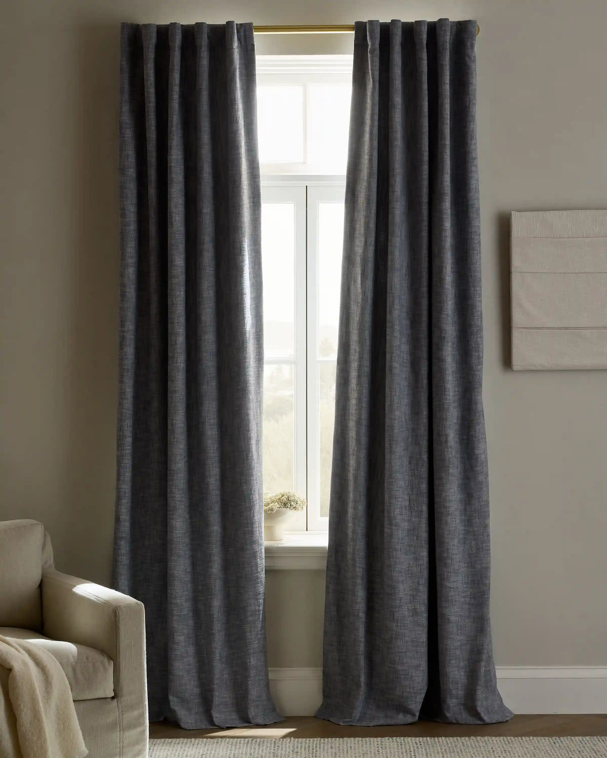 Textured Cotton Room Darkening Curtain