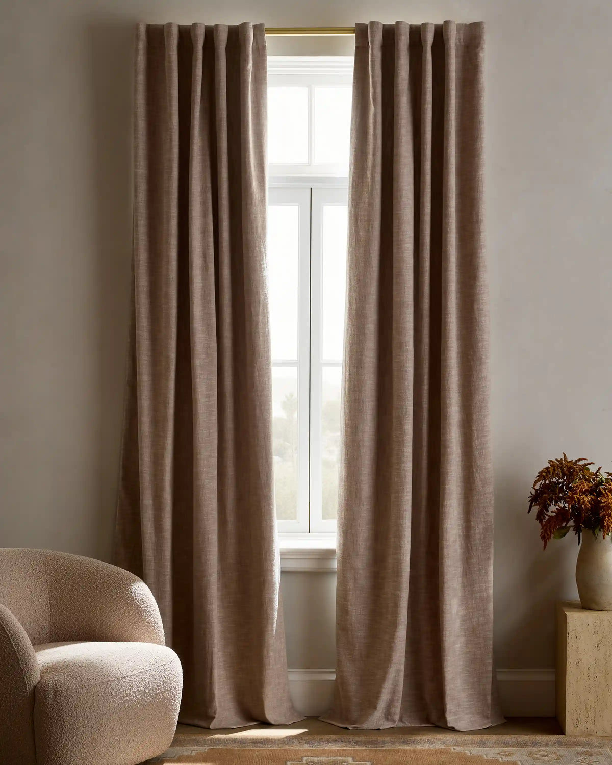 Textured Cotton Room Darkening Curtain