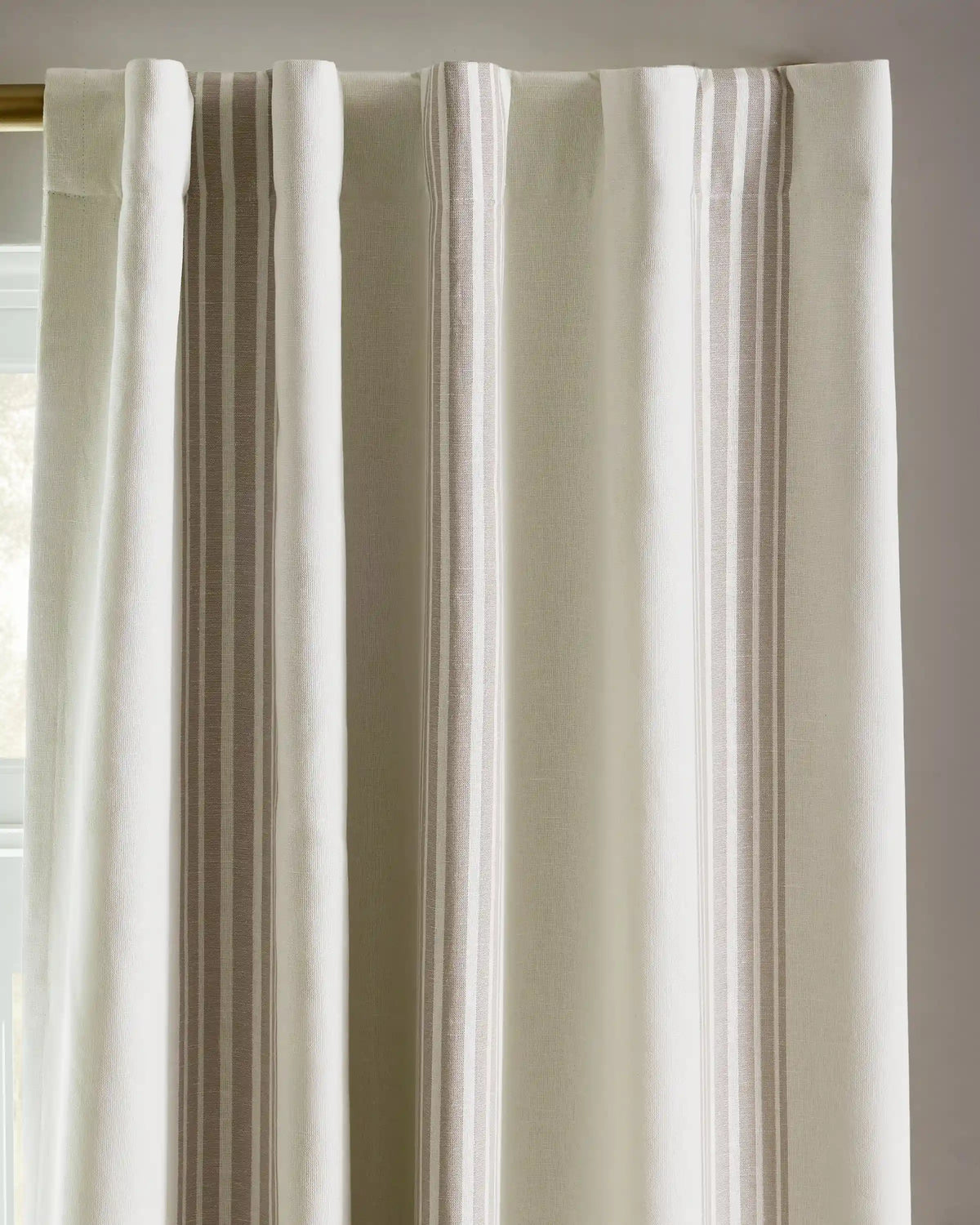 Coastal Stripe Linen Cotton True Blackout Curtain - Single Panel