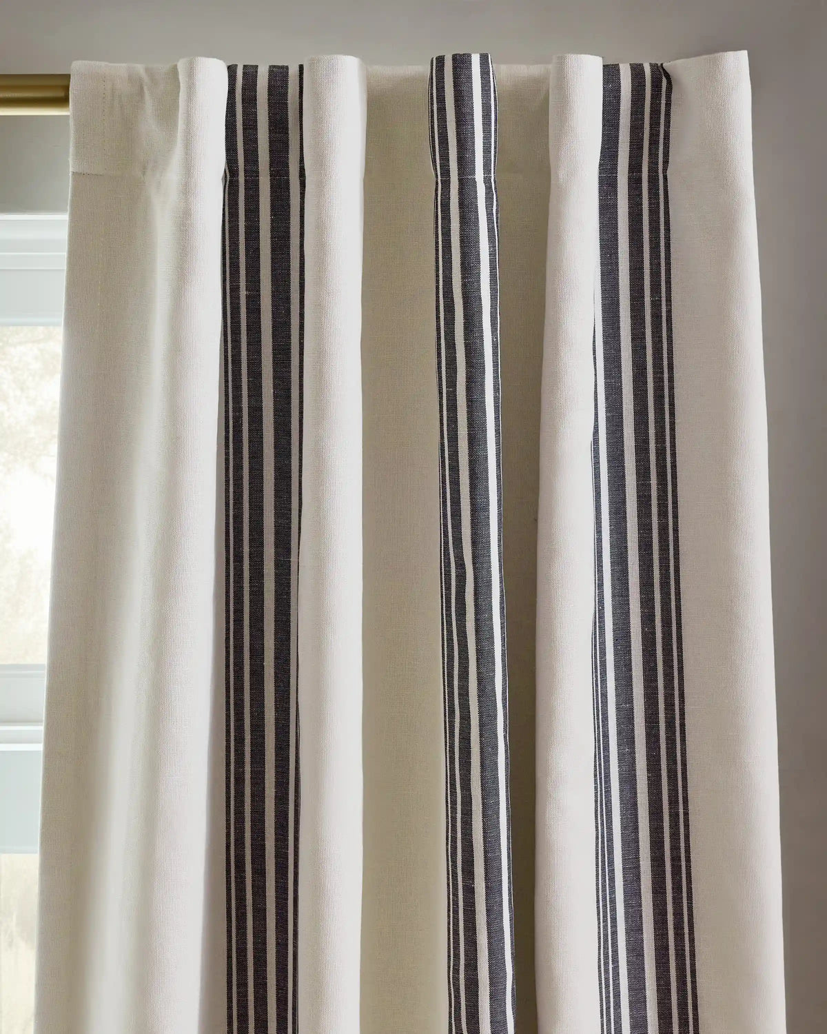 Coastal Stripe Linen Cotton True Blackout Curtain - Single Panel