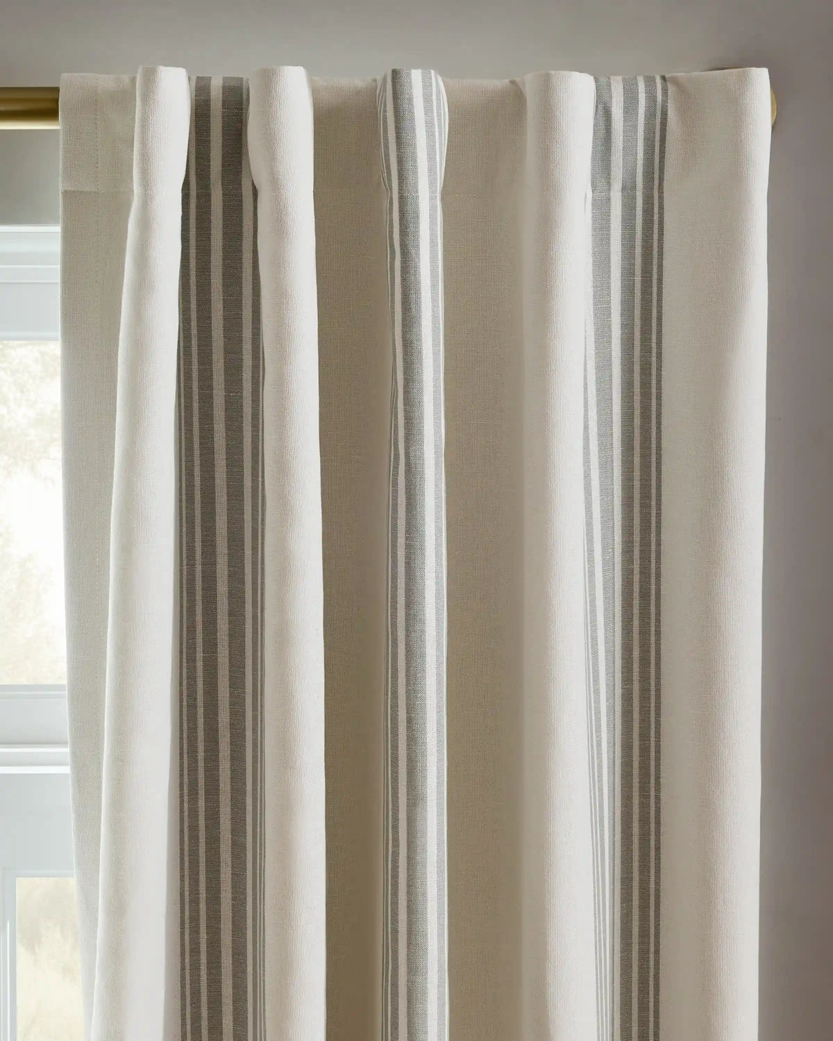 Coastal Stripe Linen Cotton True Blackout Curtain - Single Panel