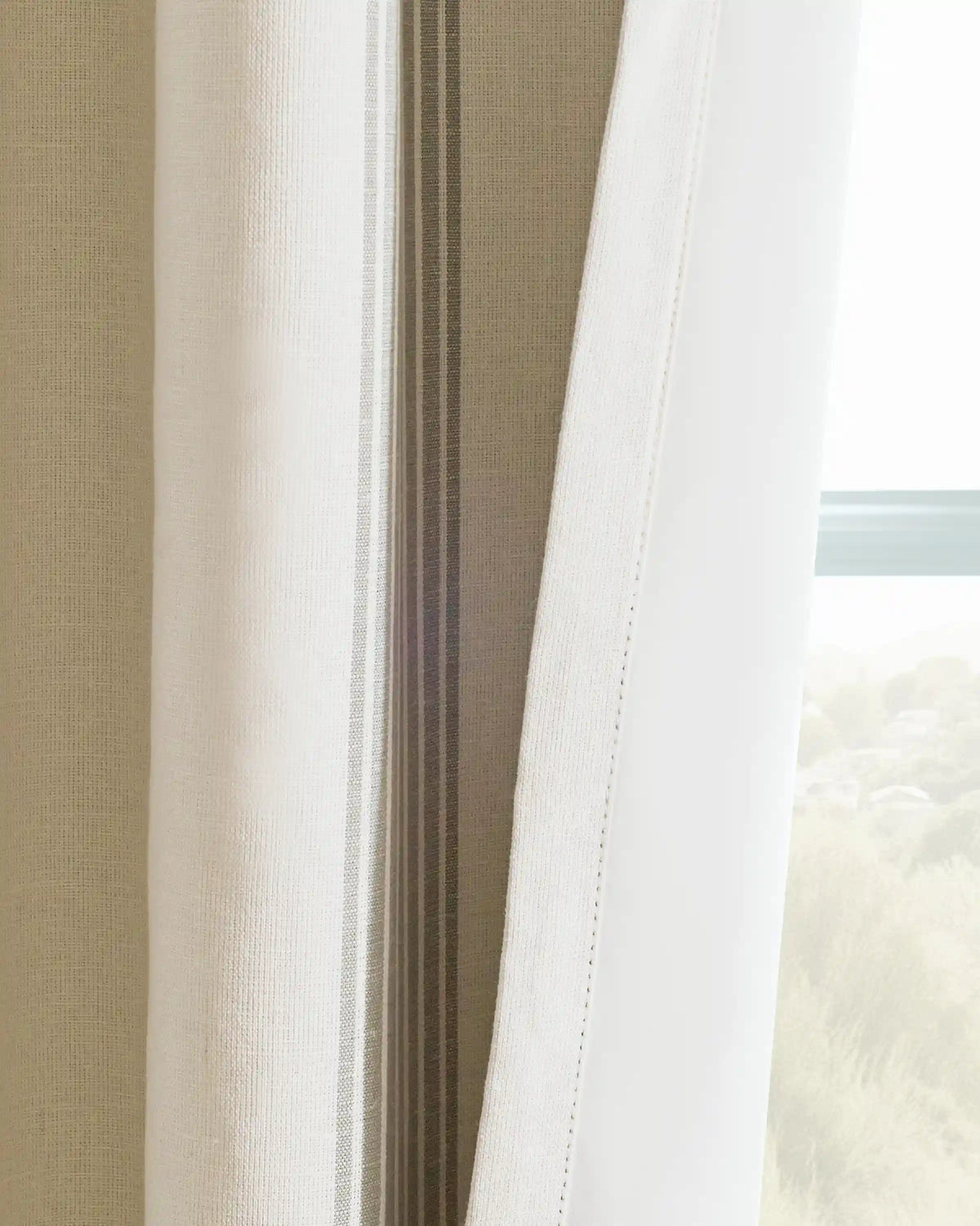 Coastal Stripe Linen Cotton True Blackout Curtain - Single Panel