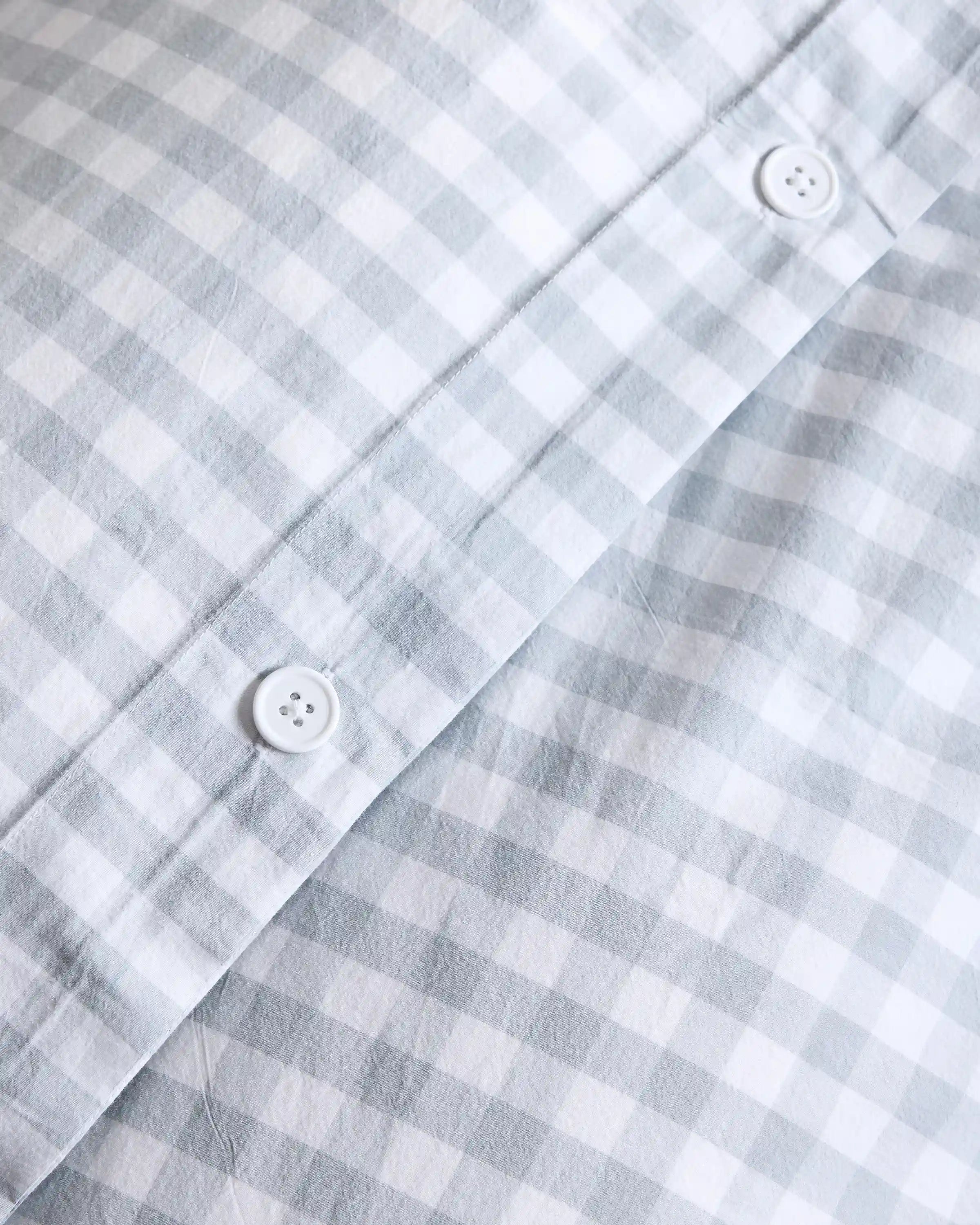 Organic Crisp Percale Gingham Duvet Cover Set