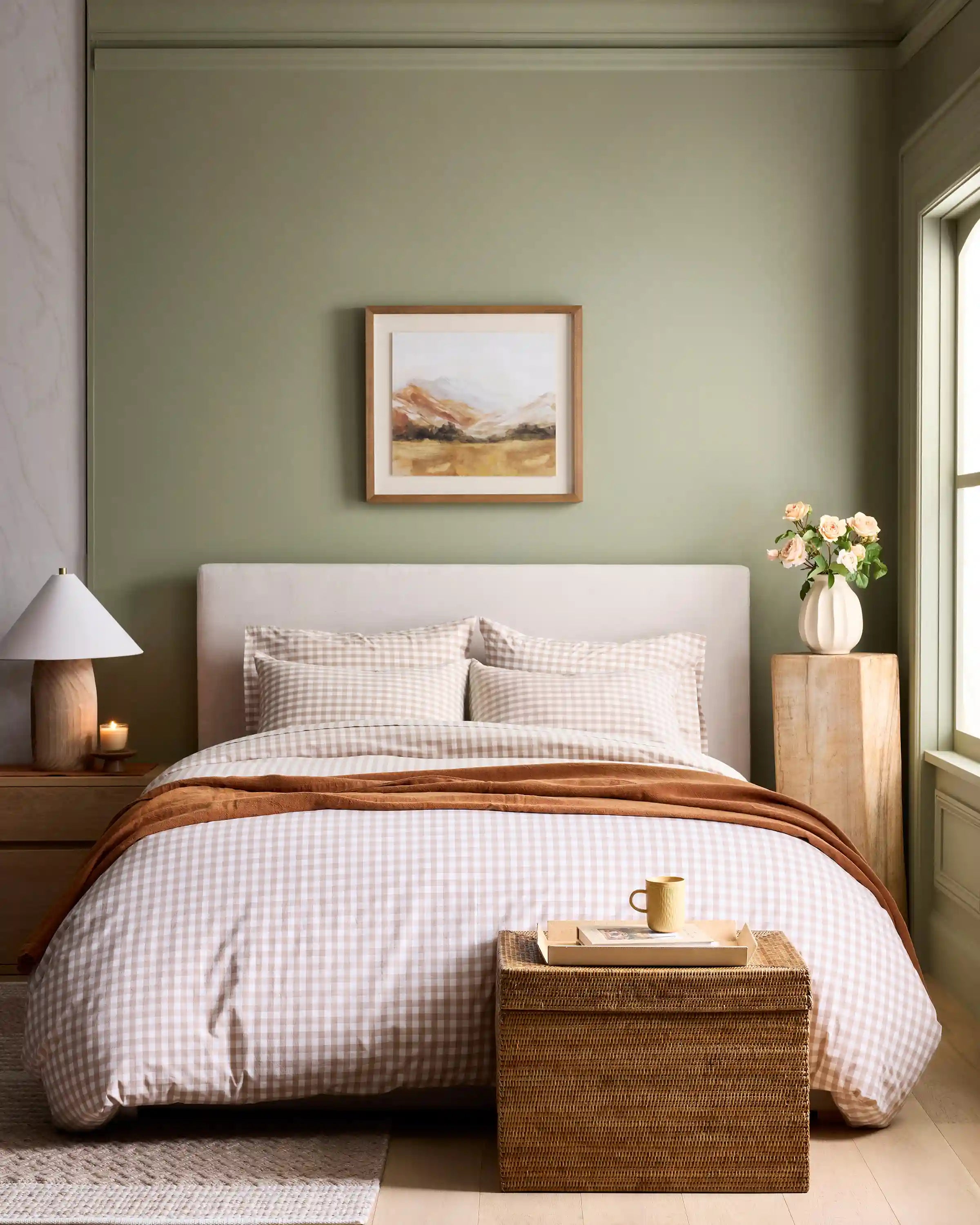 Organic Crisp Percale Gingham Deluxe Bedding Bundle