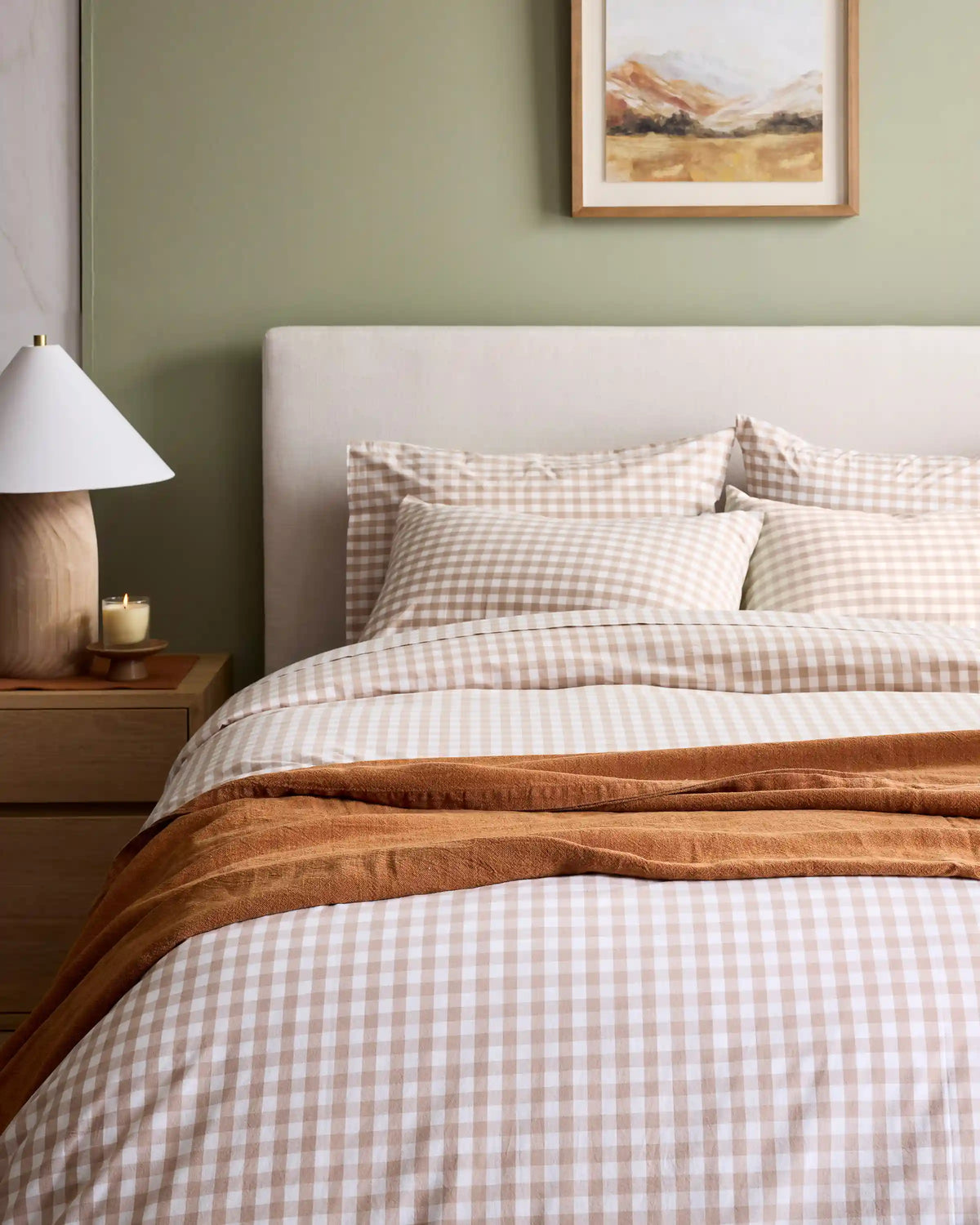 Organic Crisp Percale Gingham Duvet Cover Set