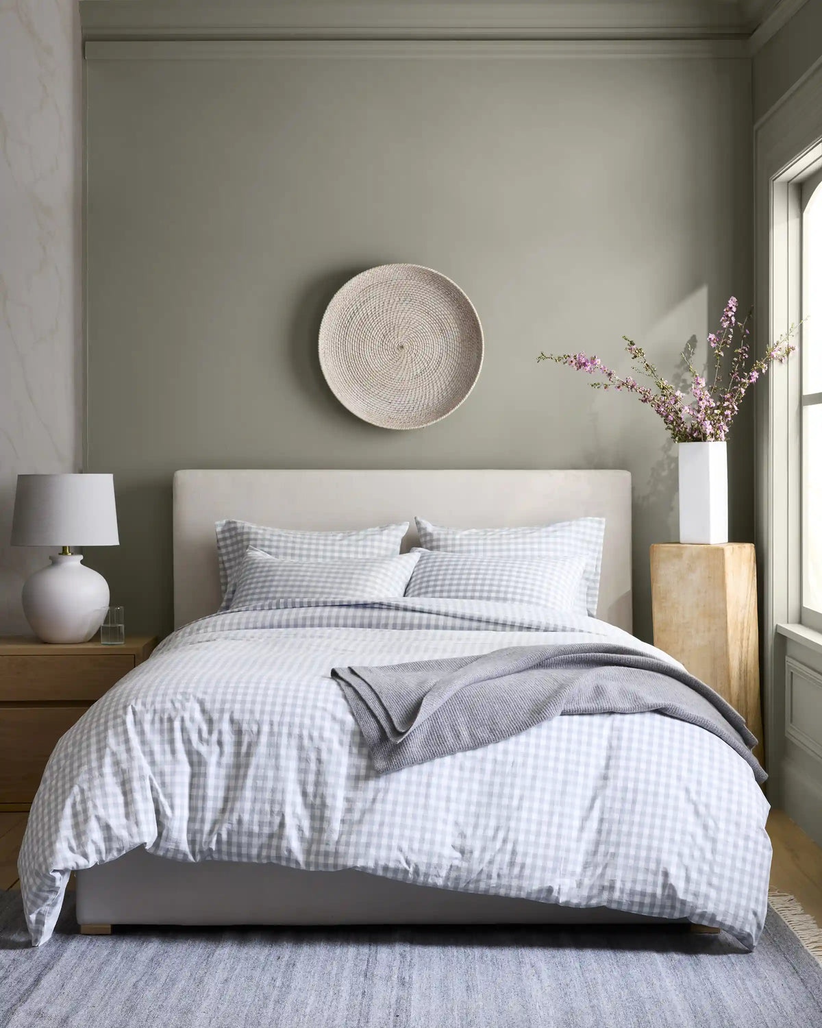 Organic Crisp Percale Gingham Duvet Cover Set