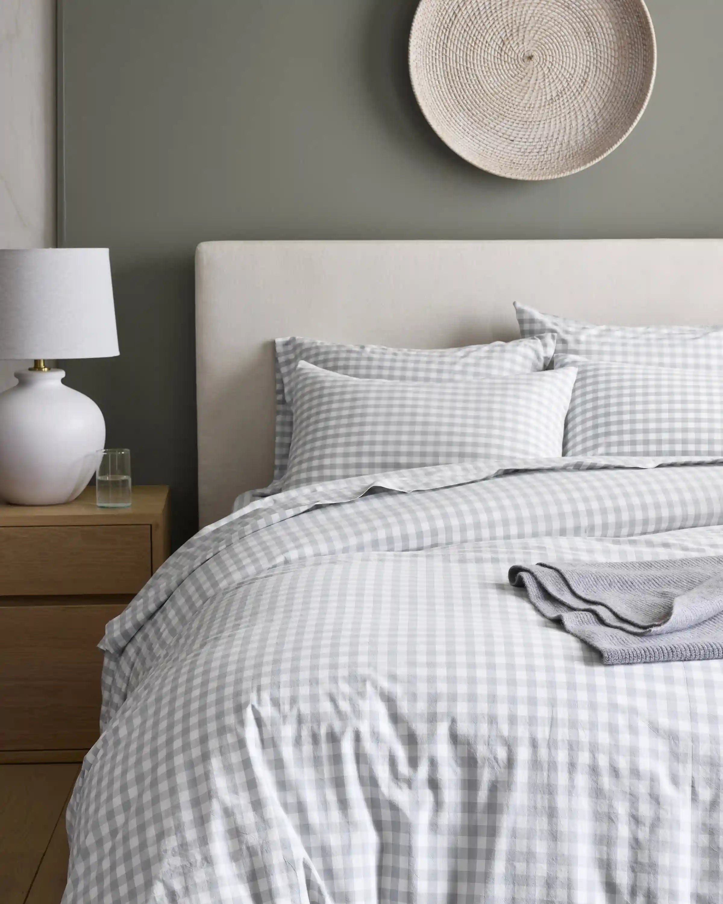 Organic Crisp Percale Gingham Deluxe Bedding Bundle