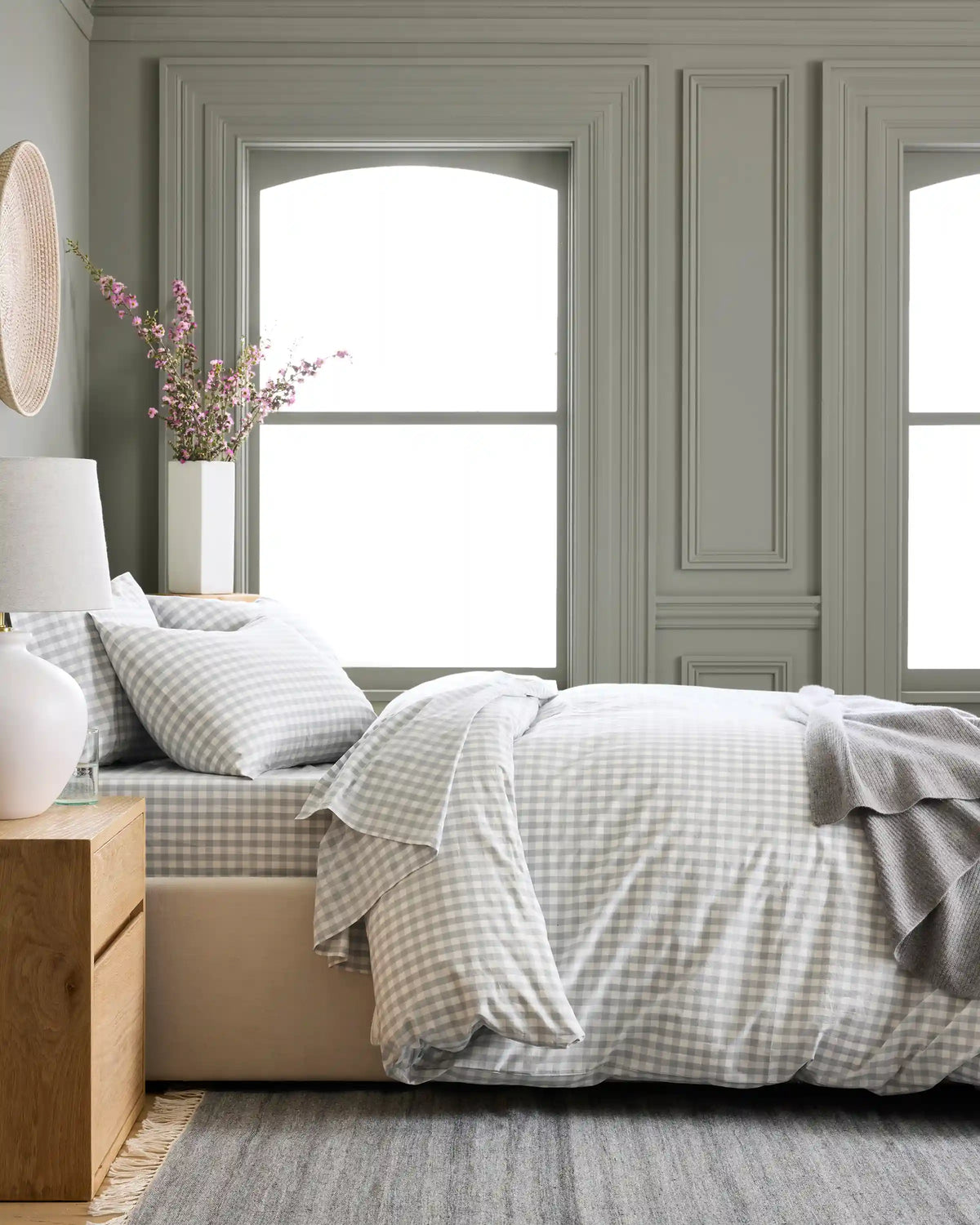 Organic Crisp Percale Gingham Deluxe Bedding Bundle