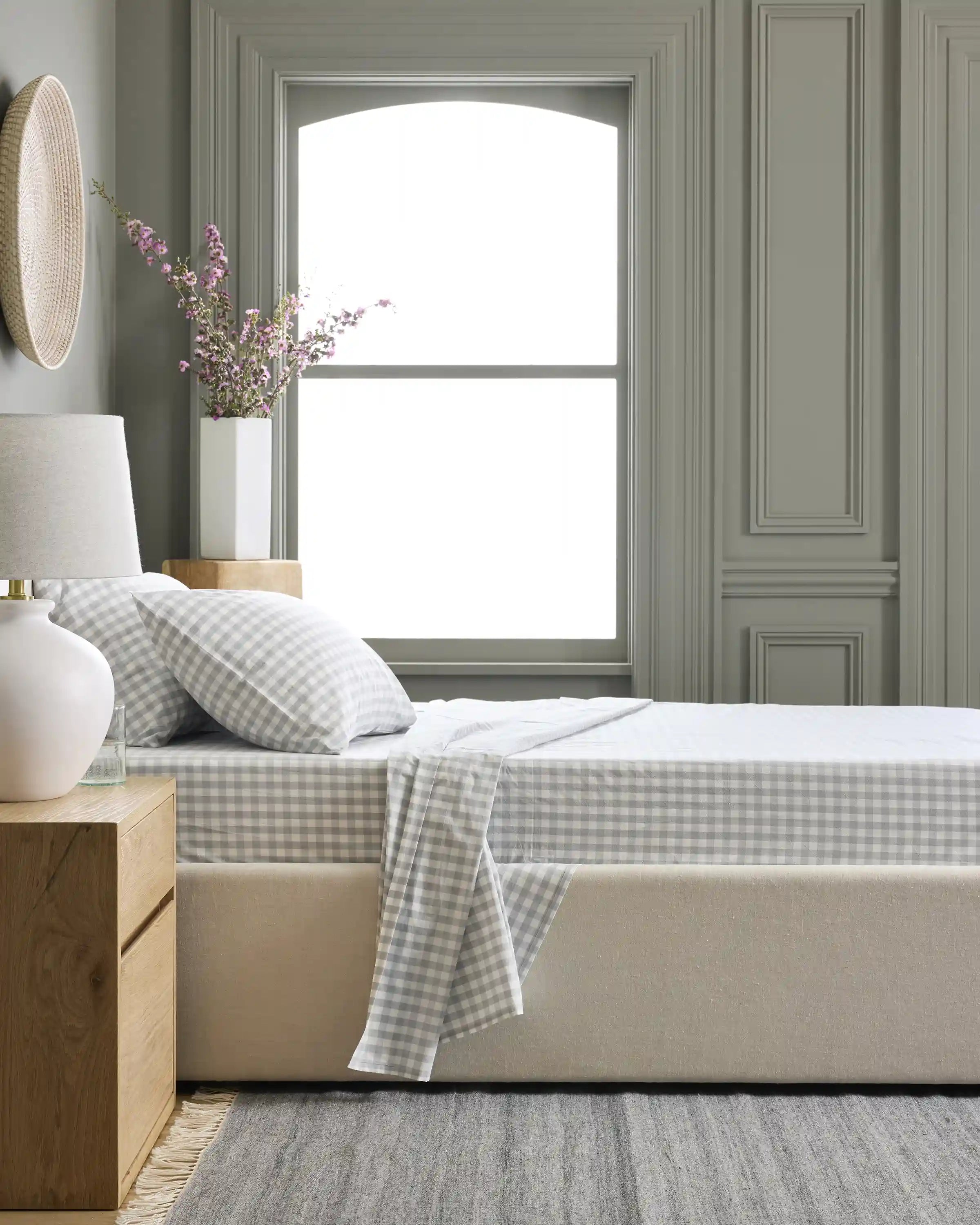 Organic Crisp Percale Gingham Sheet Set