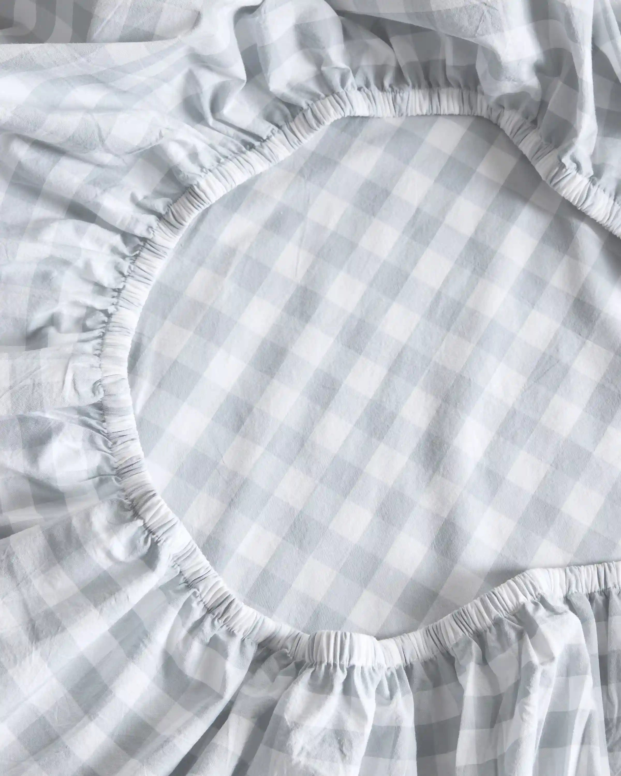 Organic Crisp Percale Gingham Fitted Sheet Set