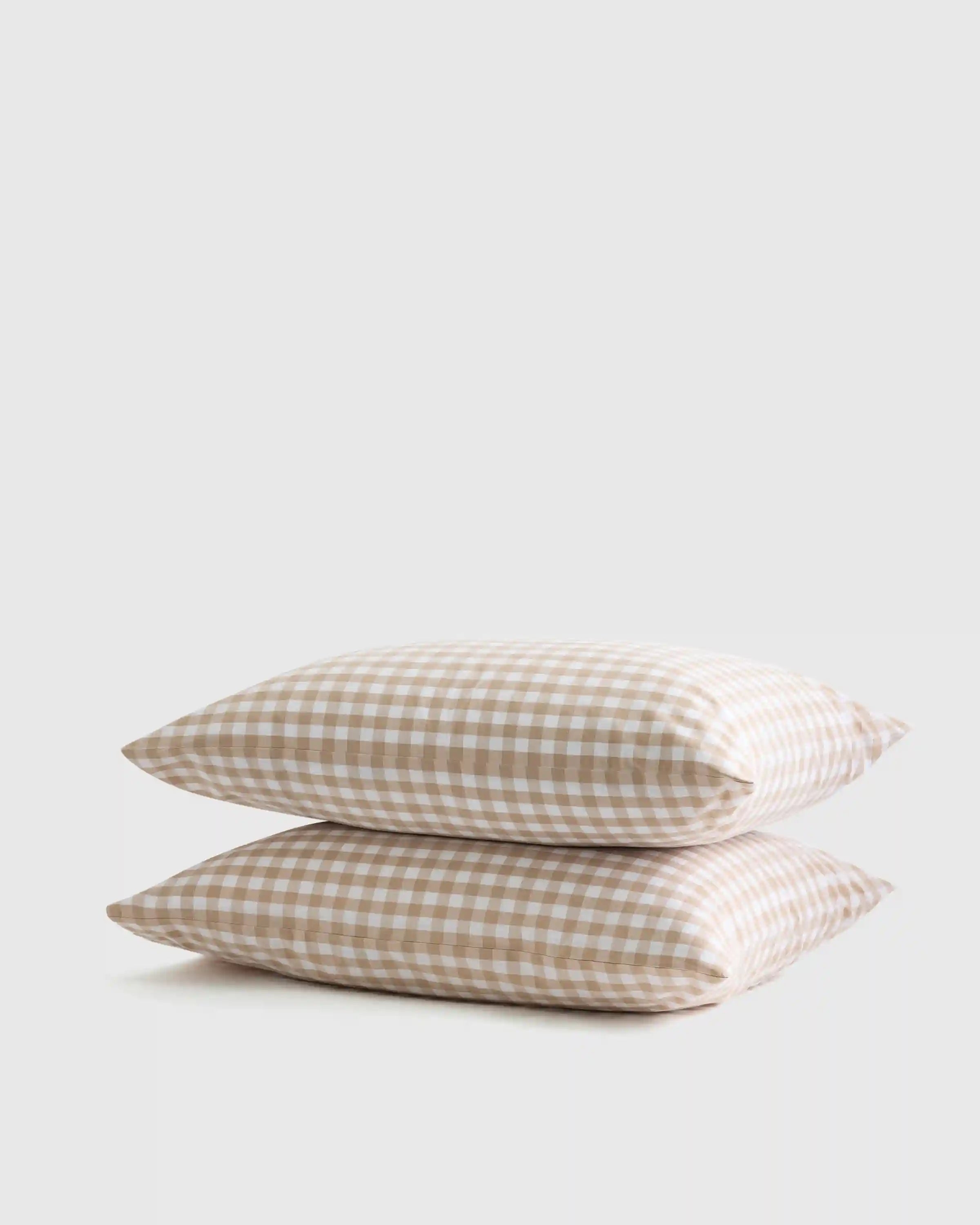 Organic Crisp Percale Gingham Pillowcase Set