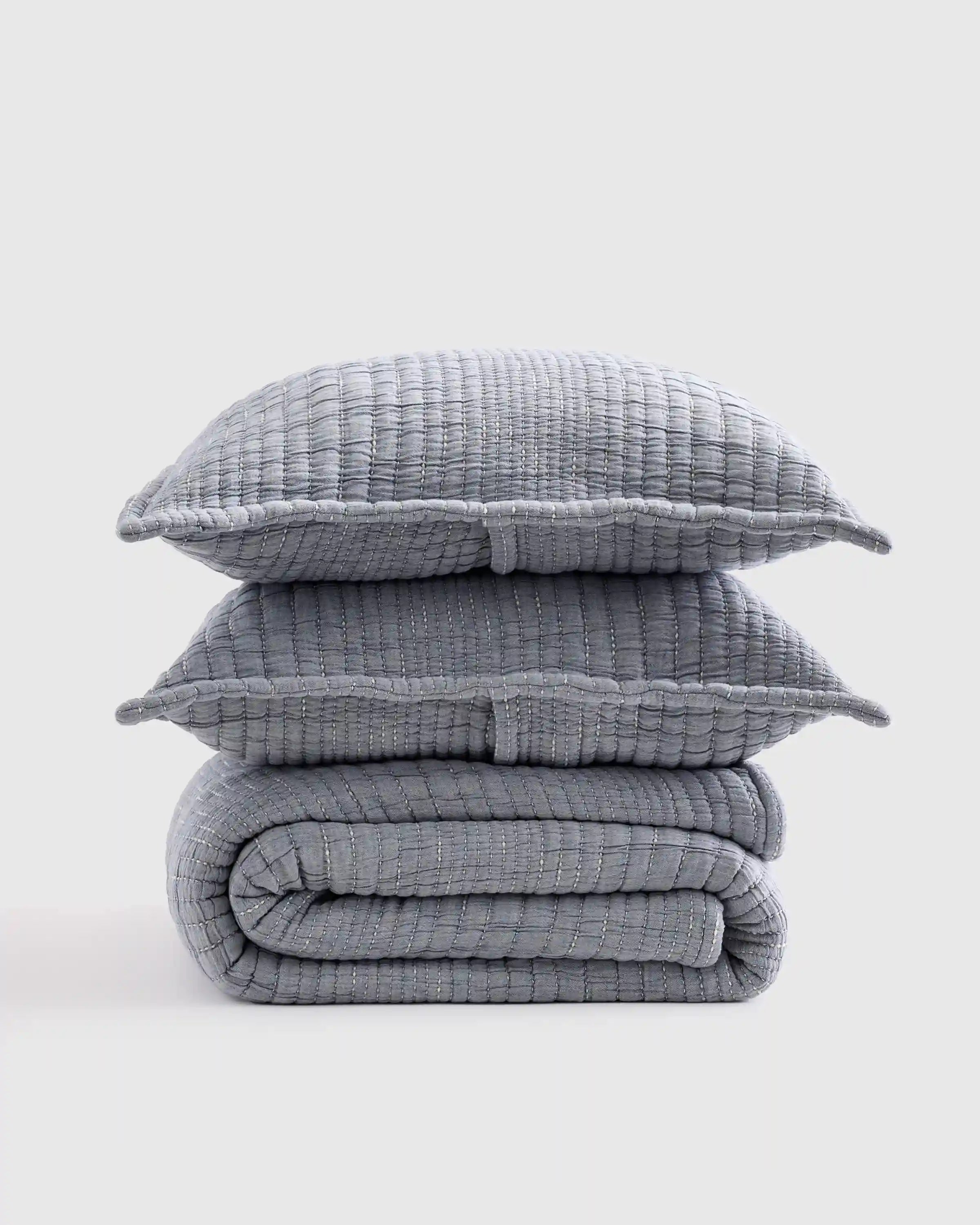 Organic Cotton Channel Stitch Coverlet Set