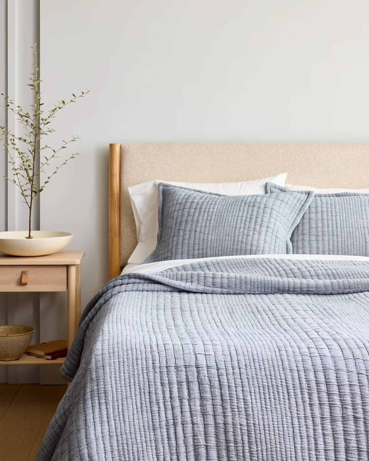 Organic Cotton Channel Stitch Coverlet Set