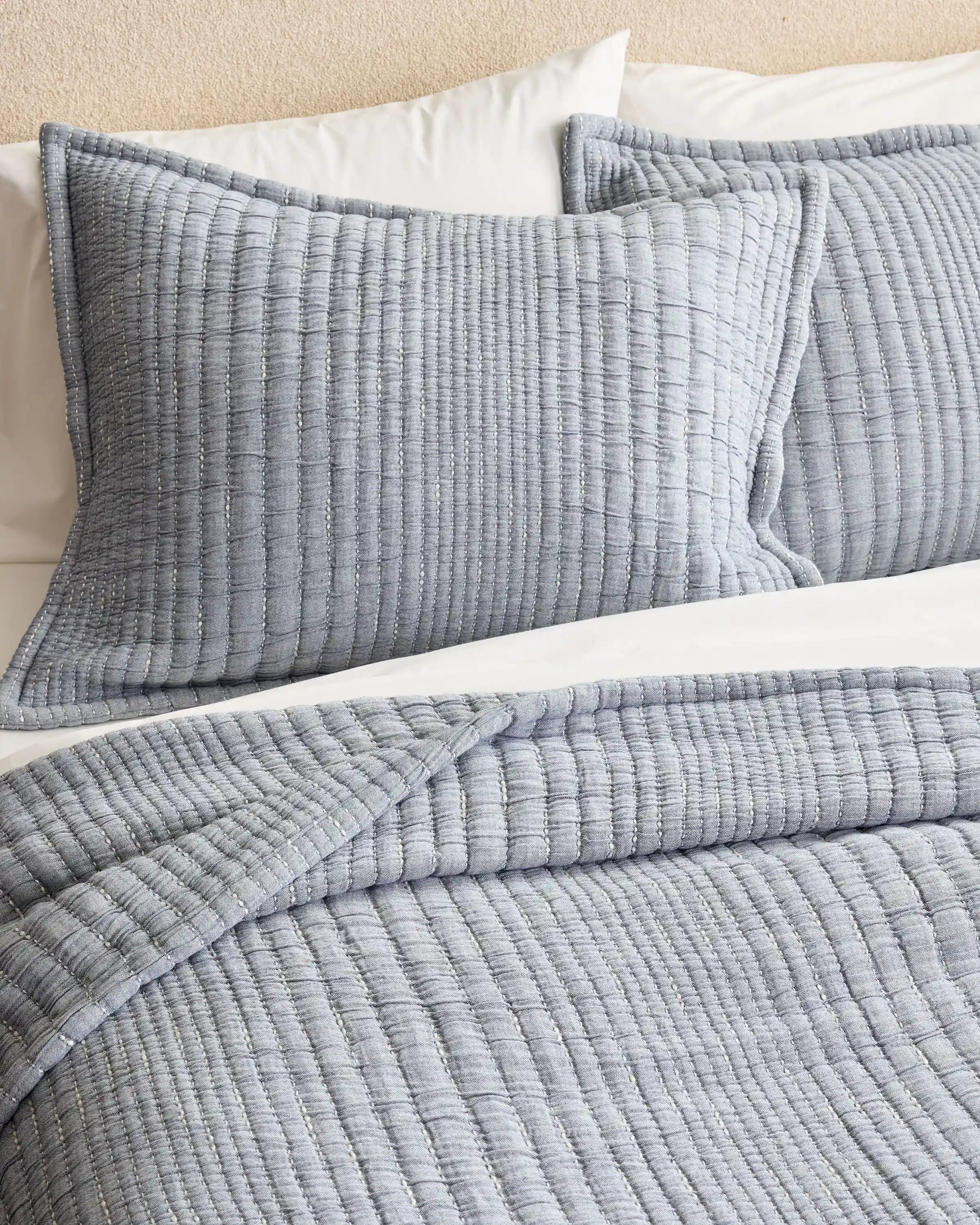 Organic Cotton Channel Stitch Coverlet Set