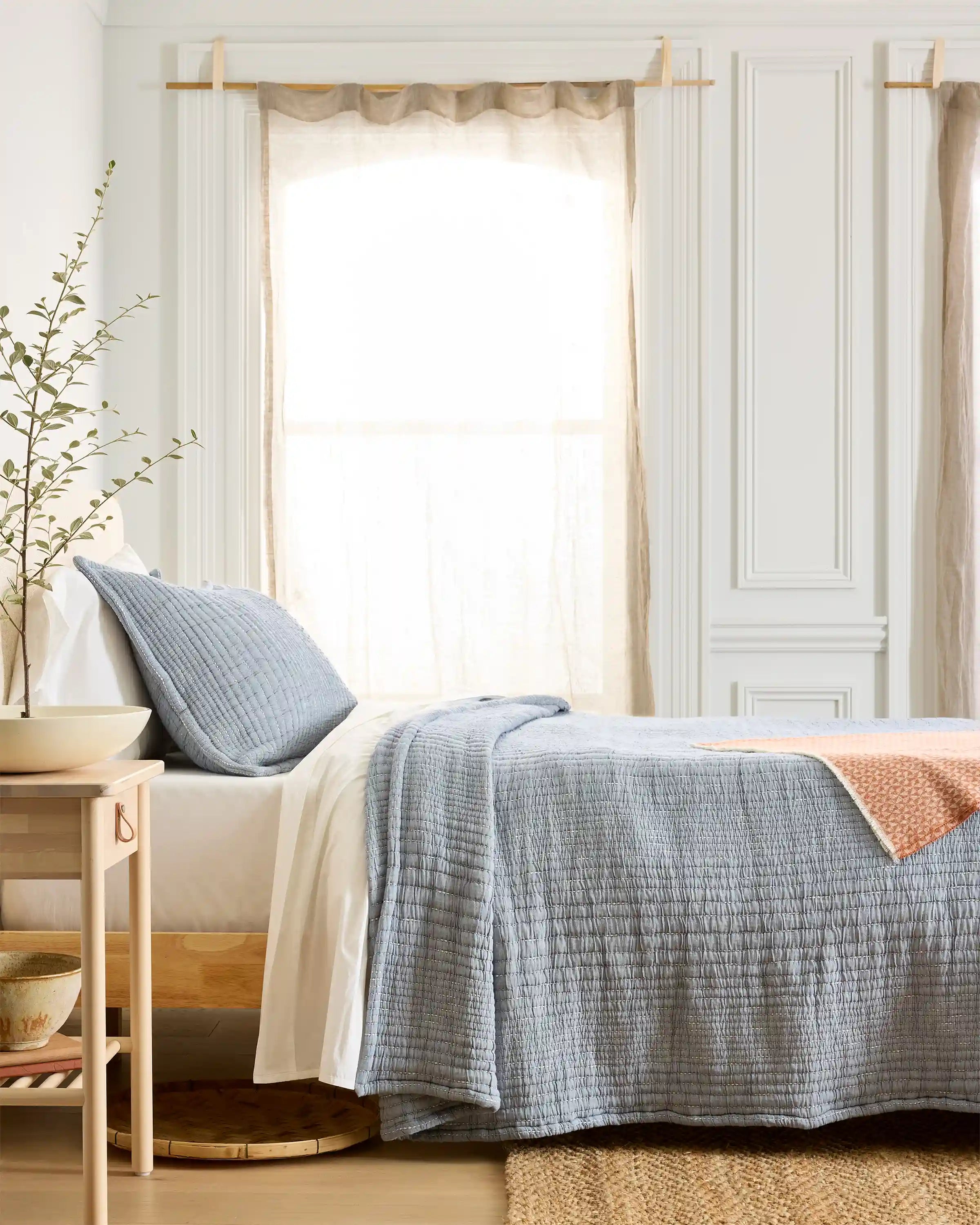 Organic Cotton Channel Stitch Coverlet Set