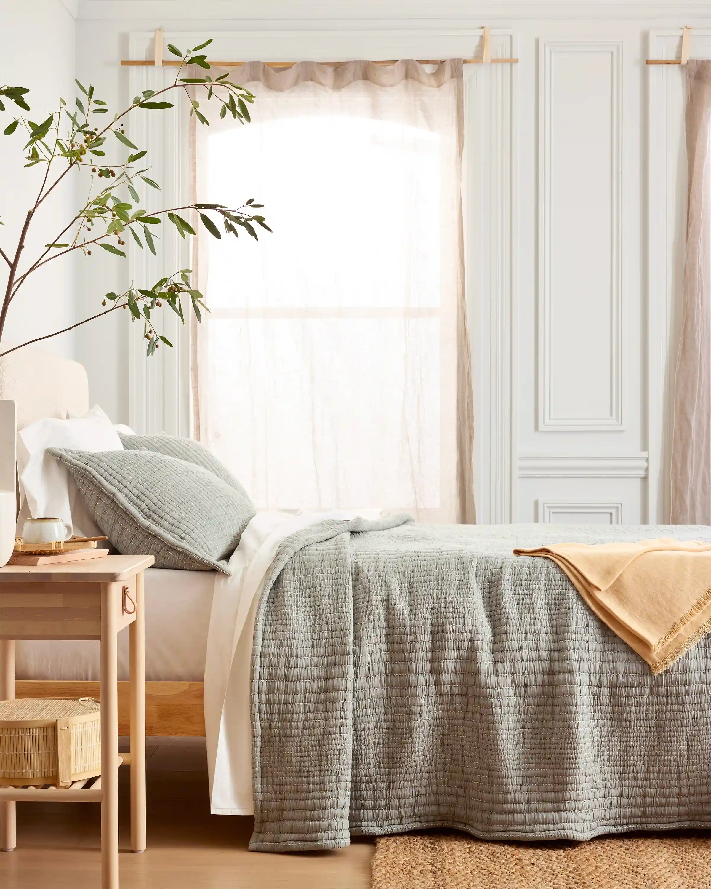 Organic Cotton Channel Stitch Coverlet Set