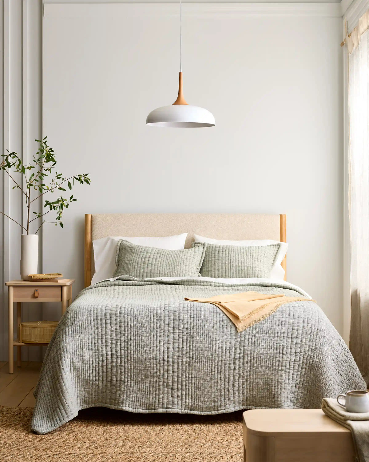 Organic Cotton Channel Stitch Coverlet Set