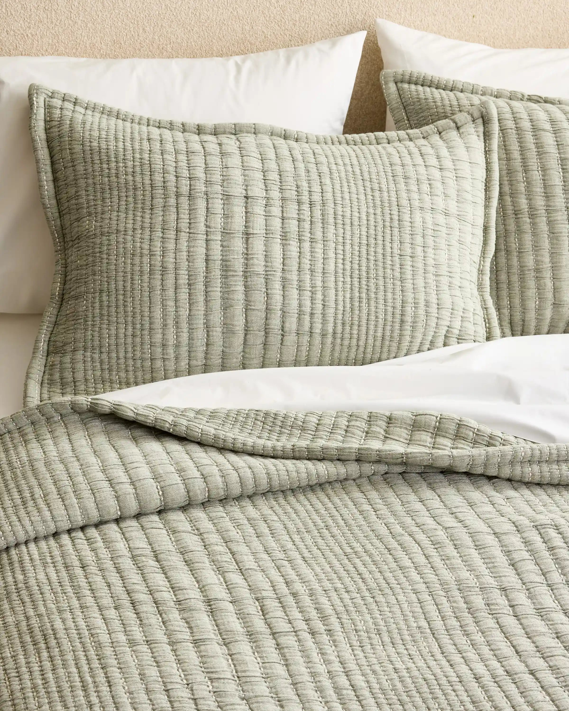 Organic Cotton Channel Stitch Coverlet Set