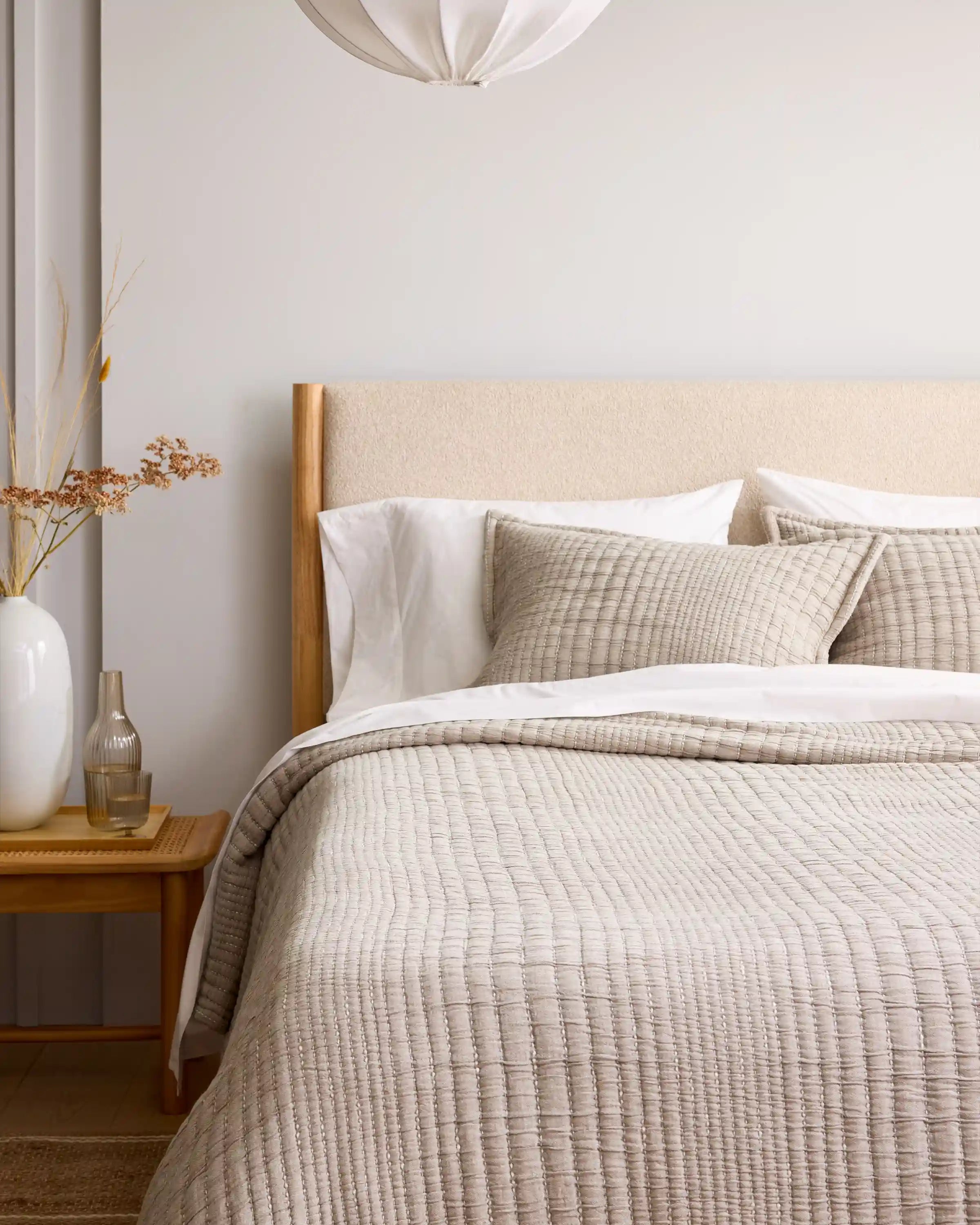 Organic Cotton Channel Stitch Coverlet Set