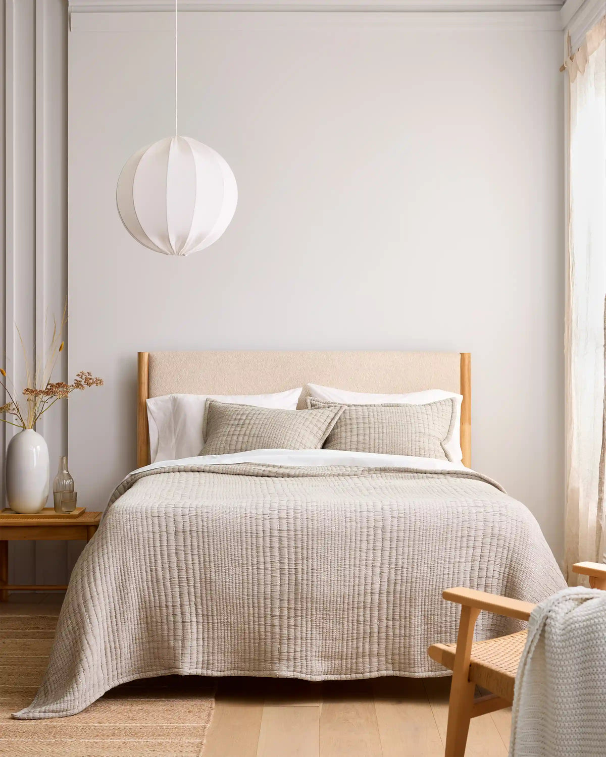 Organic Cotton Channel Stitch Coverlet Set