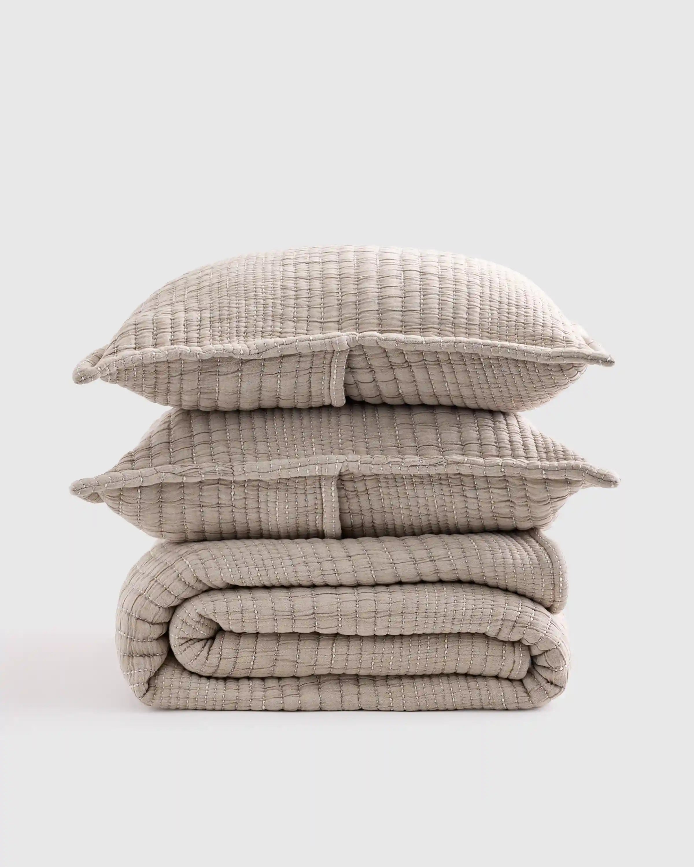 Organic Cotton Channel Stitch Coverlet Set