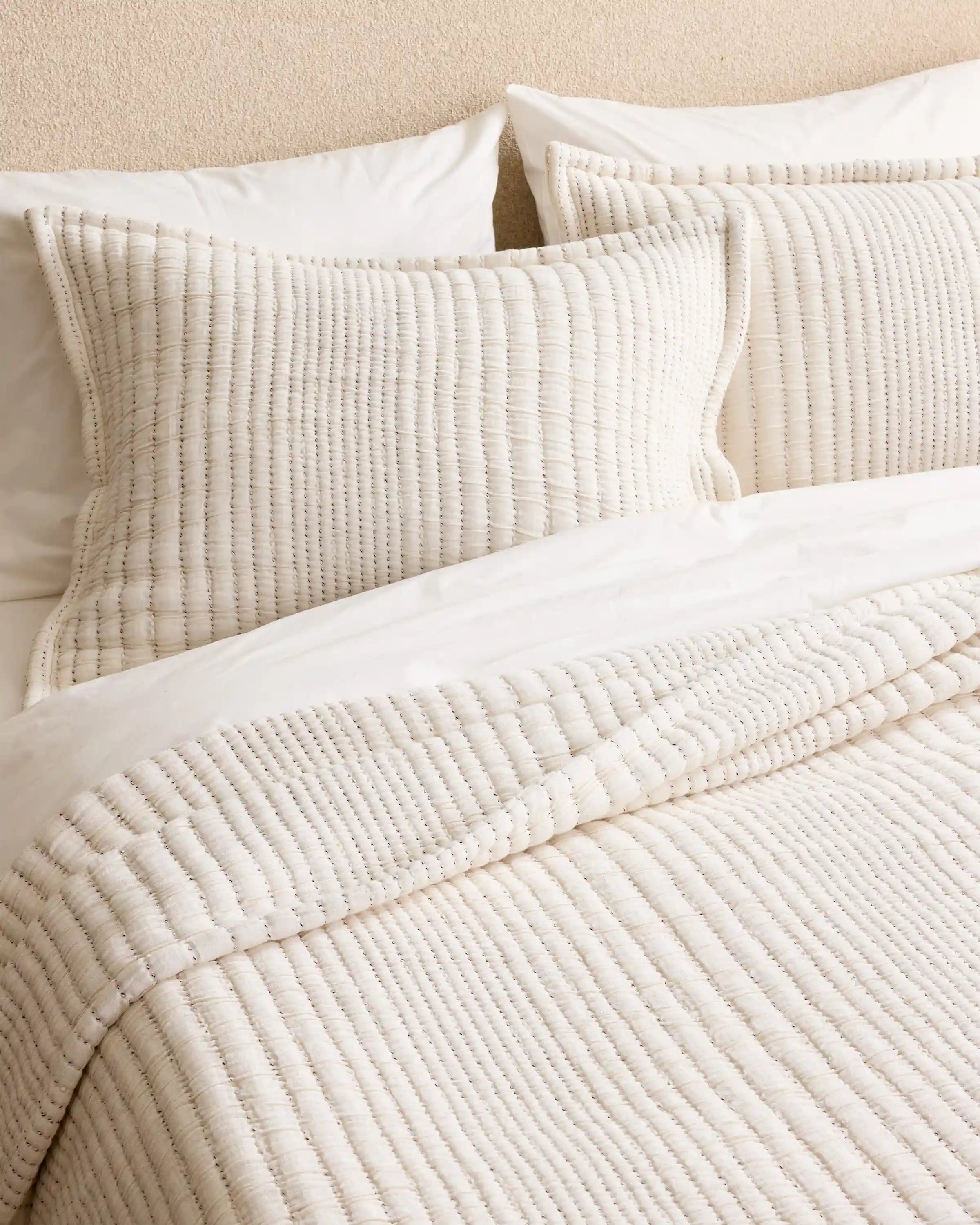 Organic Cotton Channel Stitch Coverlet Set