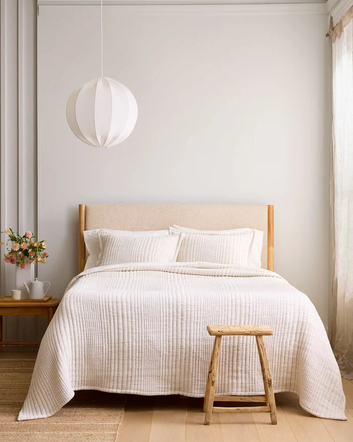 Organic Cotton Channel Stitch Coverlet Set