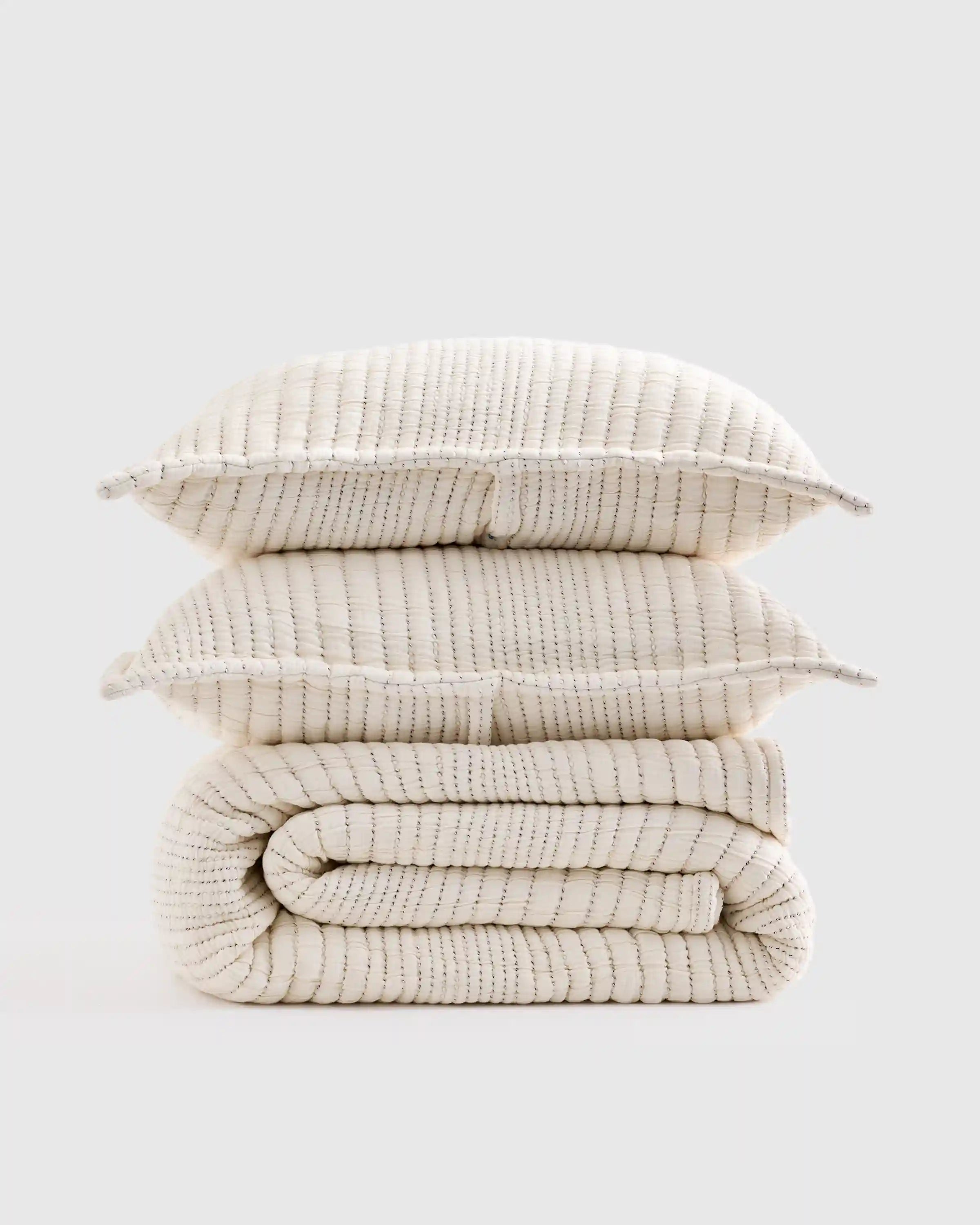 Organic Cotton Channel Stitch Coverlet Set