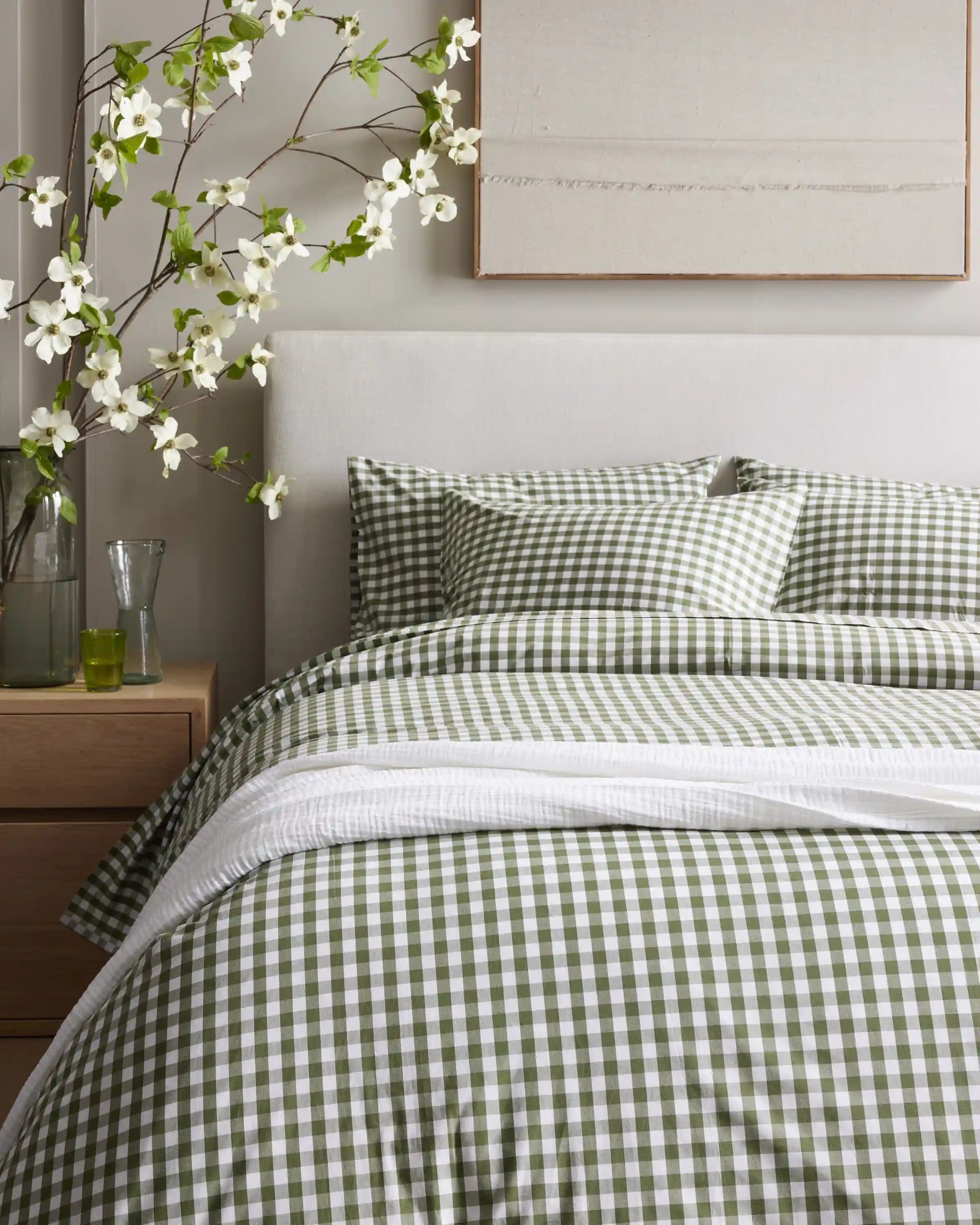 Organic Crisp Percale Gingham Sham Set