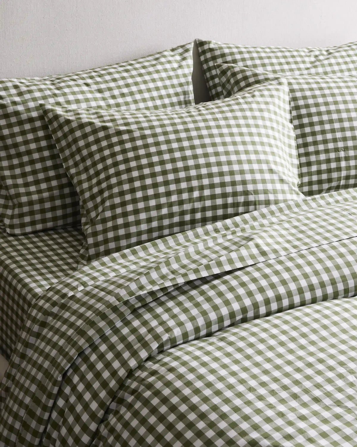 Organic Crisp Percale Gingham Deluxe Bedding Bundle