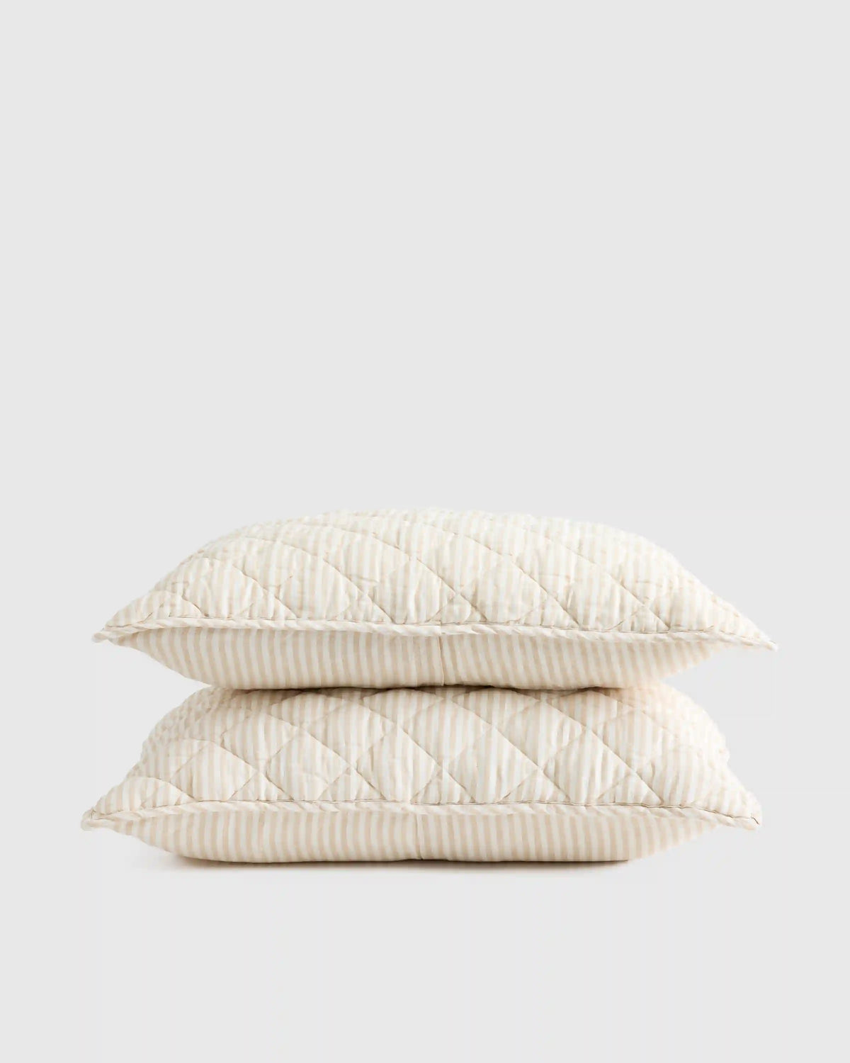 European Linen Stripe Quilted Sham Set