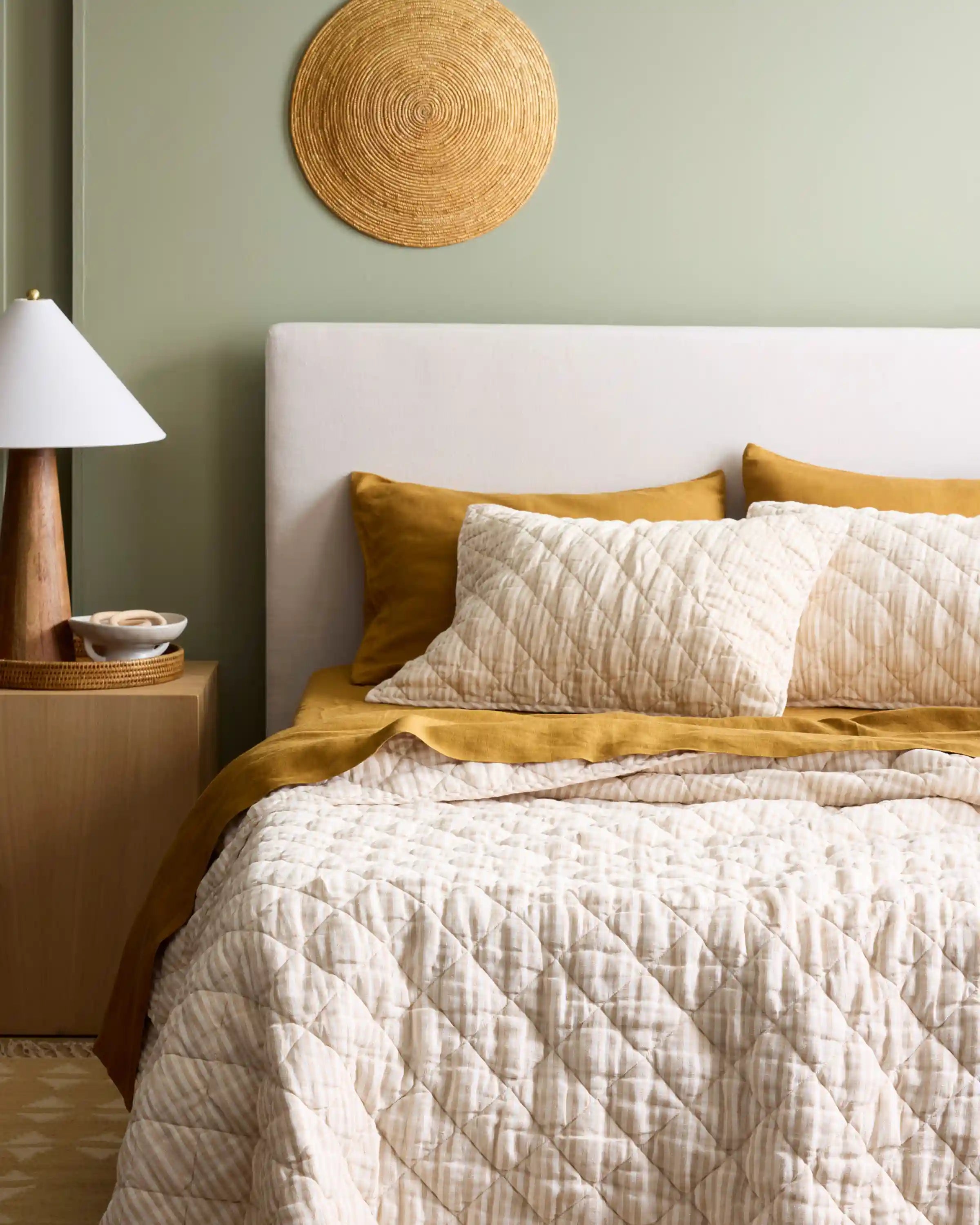 European Linen Stripe Quilt Set