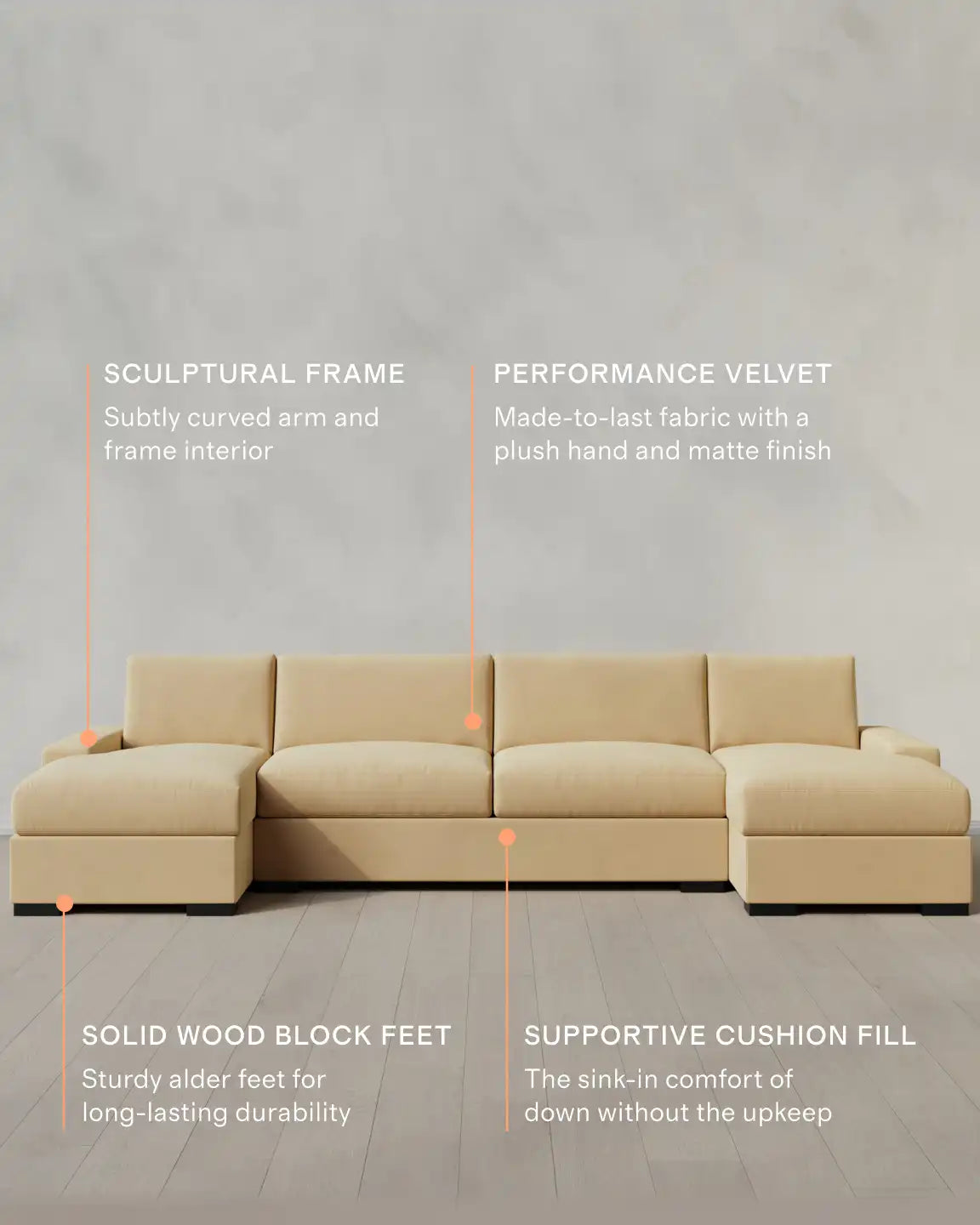 Stillman U Sectional in Performance Velvet