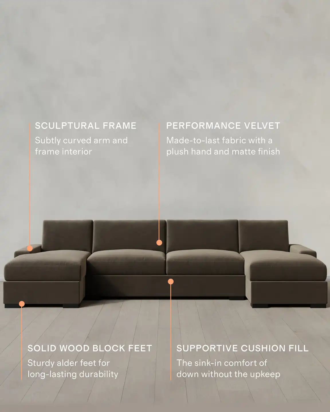 Stillman U Sectional in Performance Velvet