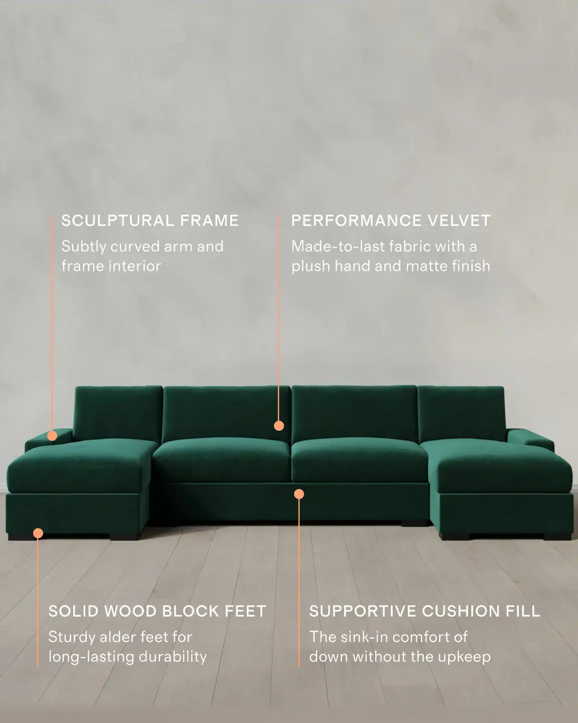 Stillman U Sectional in Performance Velvet