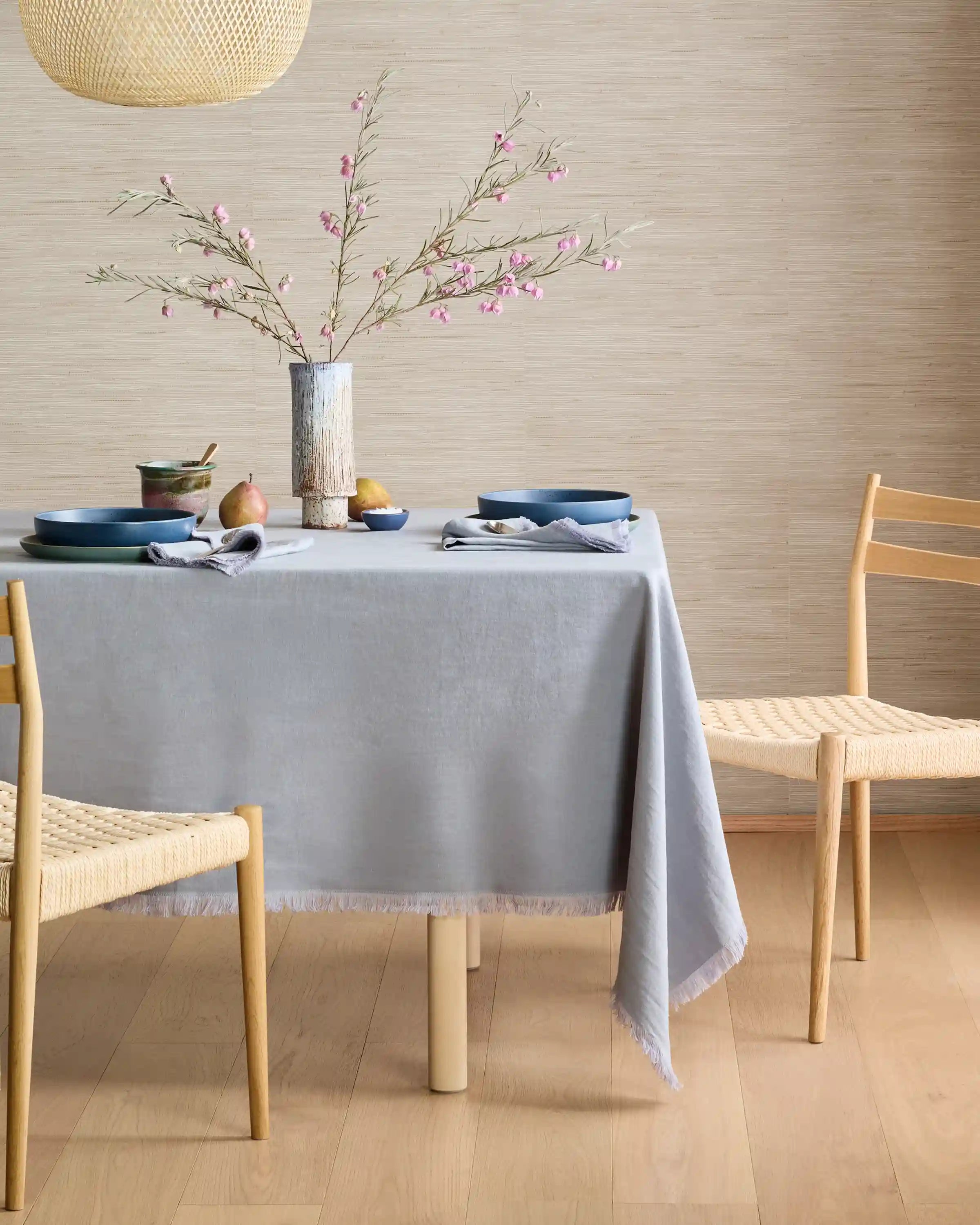 European Linen Fringe Tablecloth