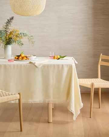 European Linen Fringe Tablecloth