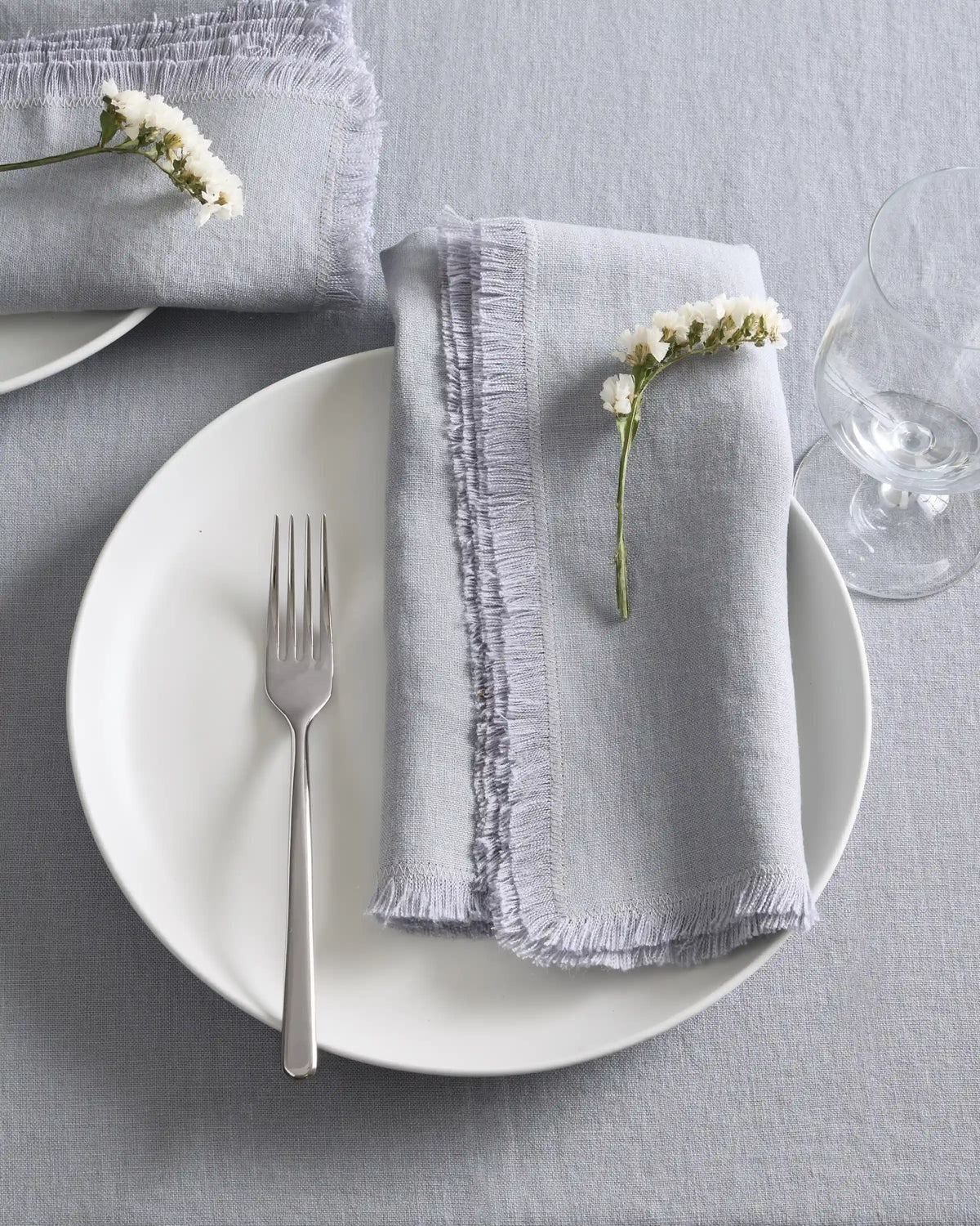European Linen Fringe Napkins, Set of 12