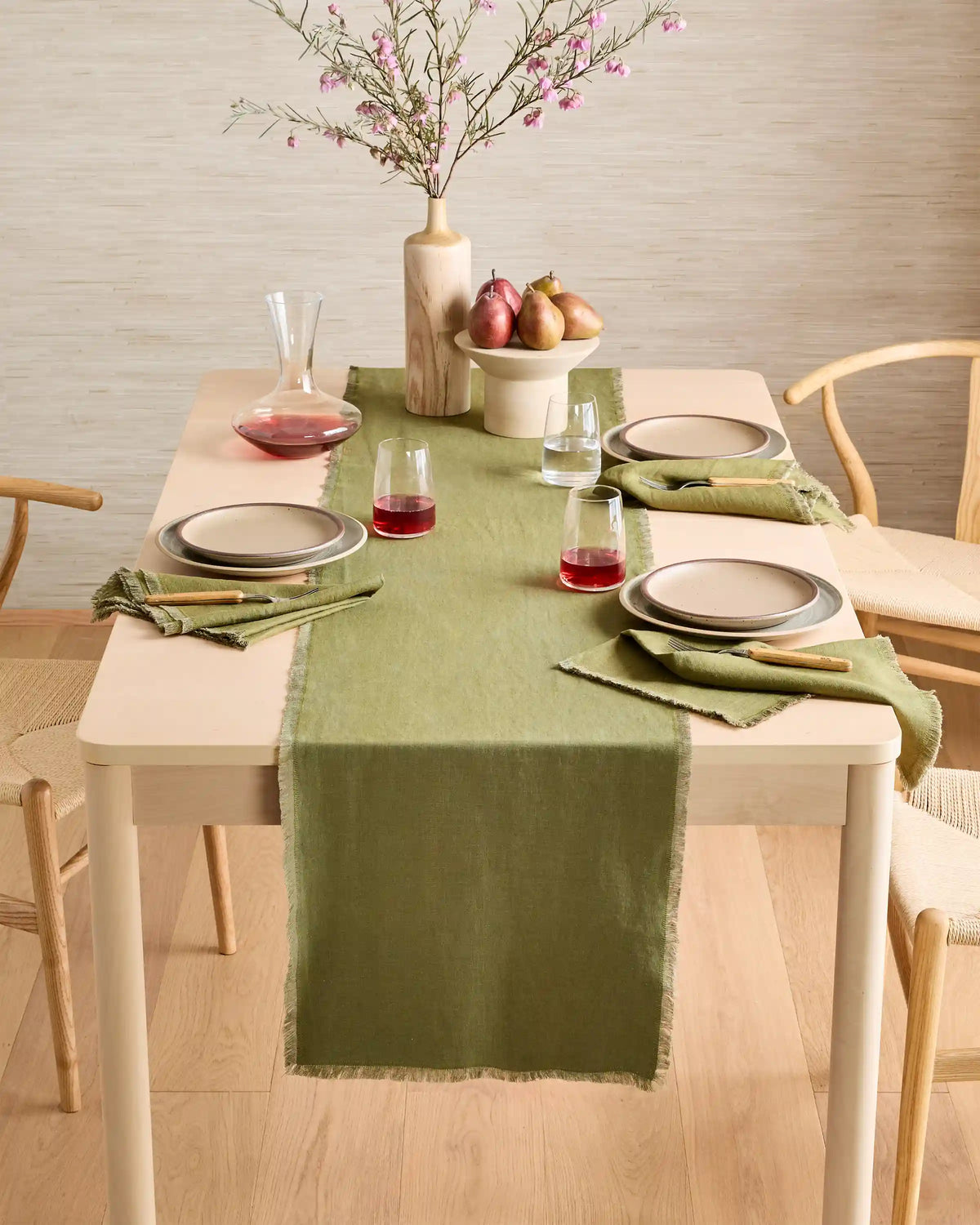 European Linen Fringe Table Runner