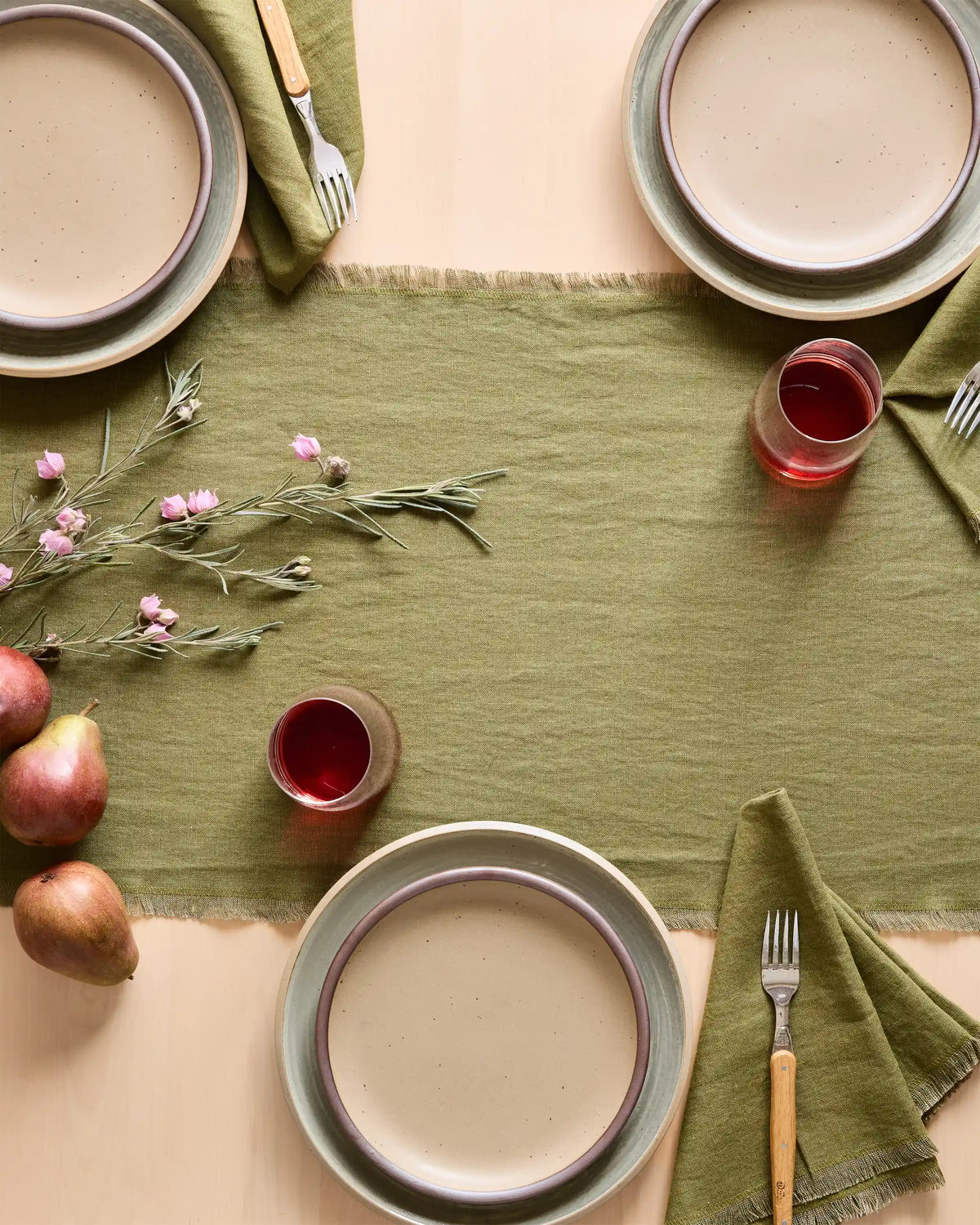 European Linen Fringe Table Runner
