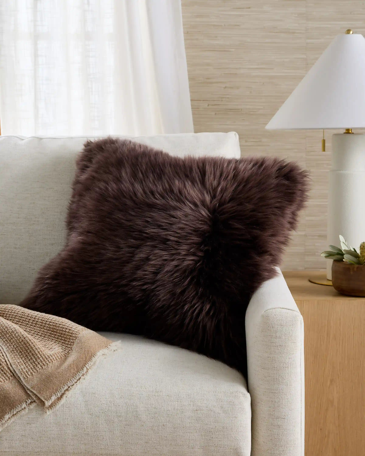 Natural Sheepskin Accent Pillow Cover