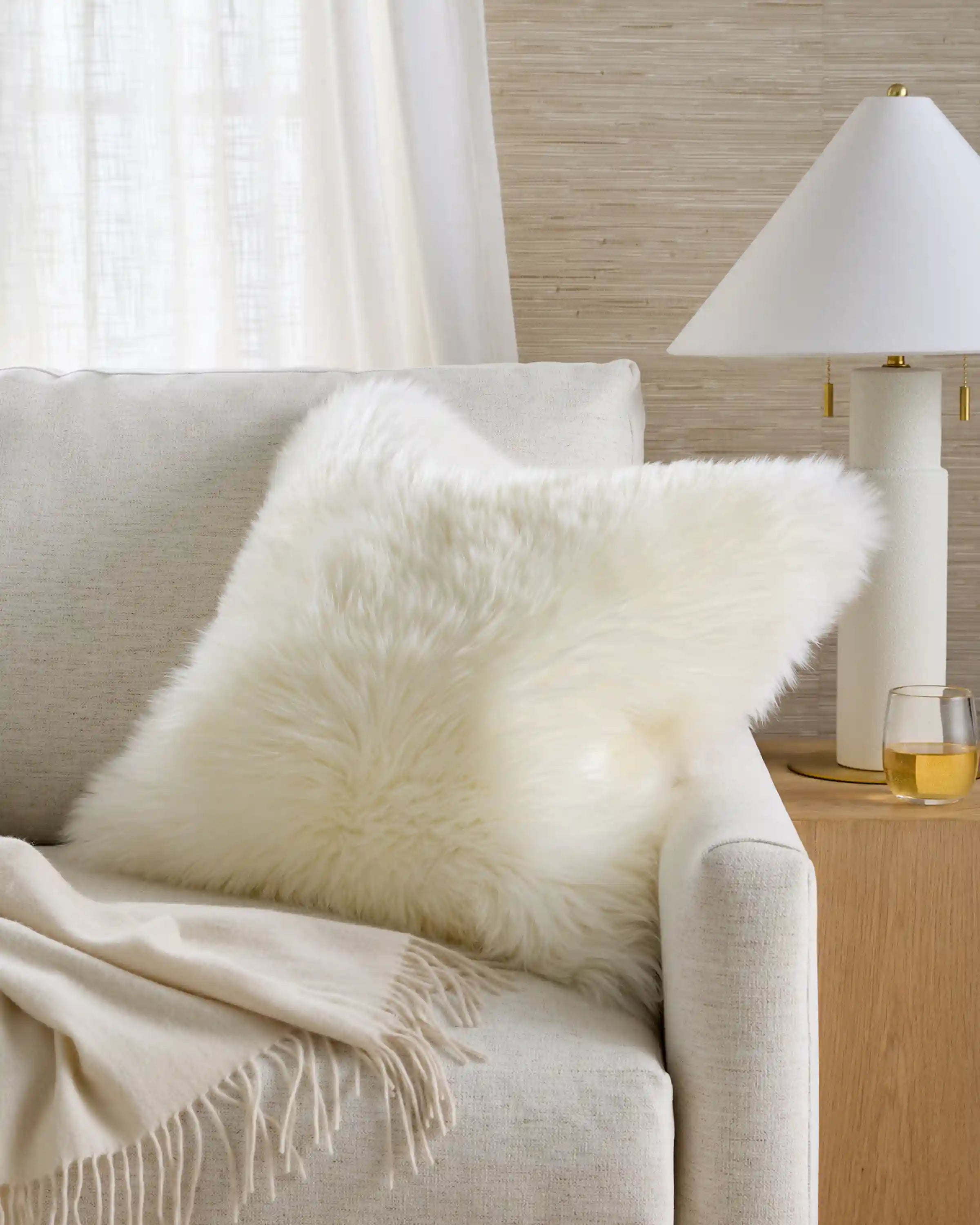 Natural Sheepskin Accent Pillow Cover