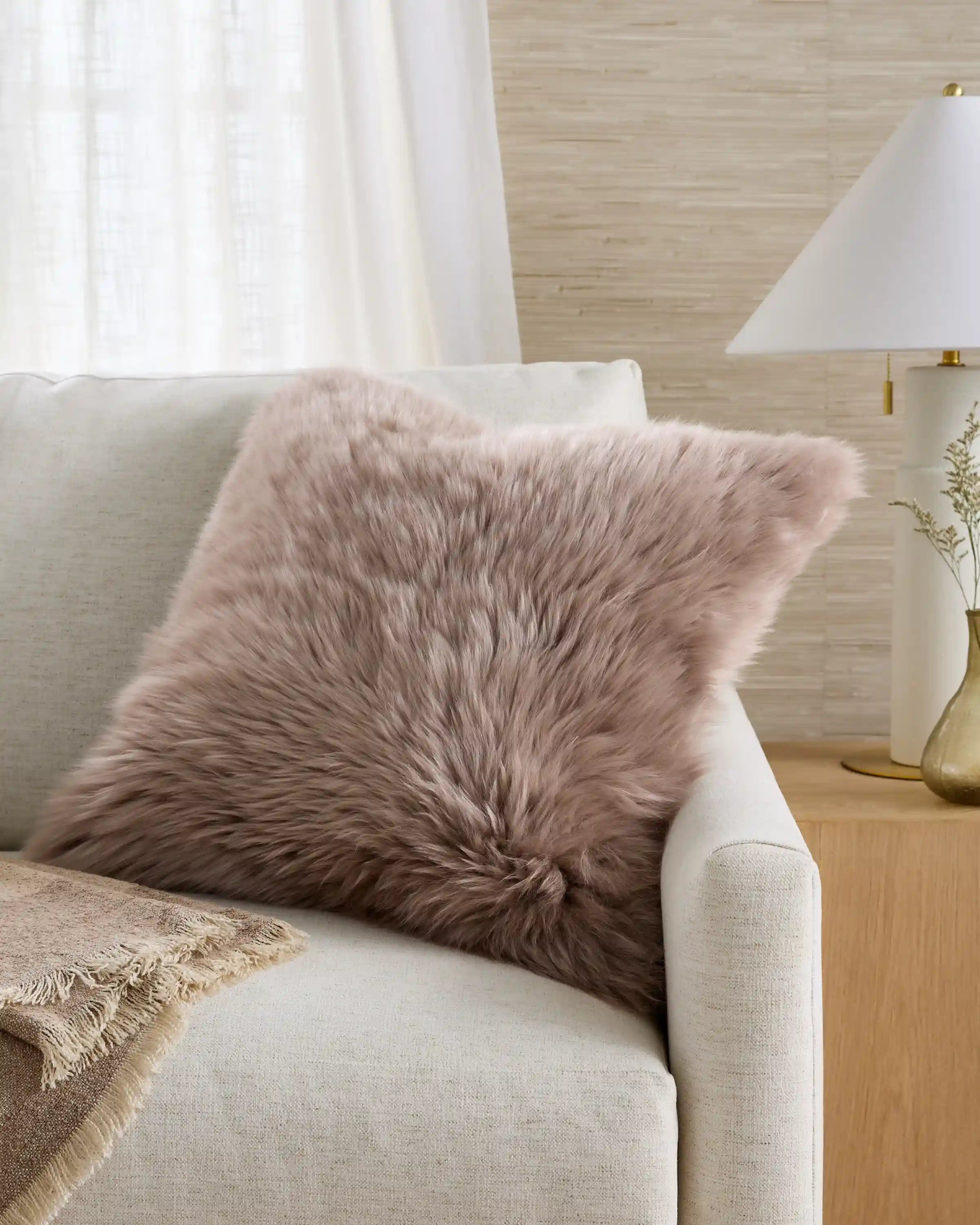 Natural Sheepskin Accent Pillow Cover